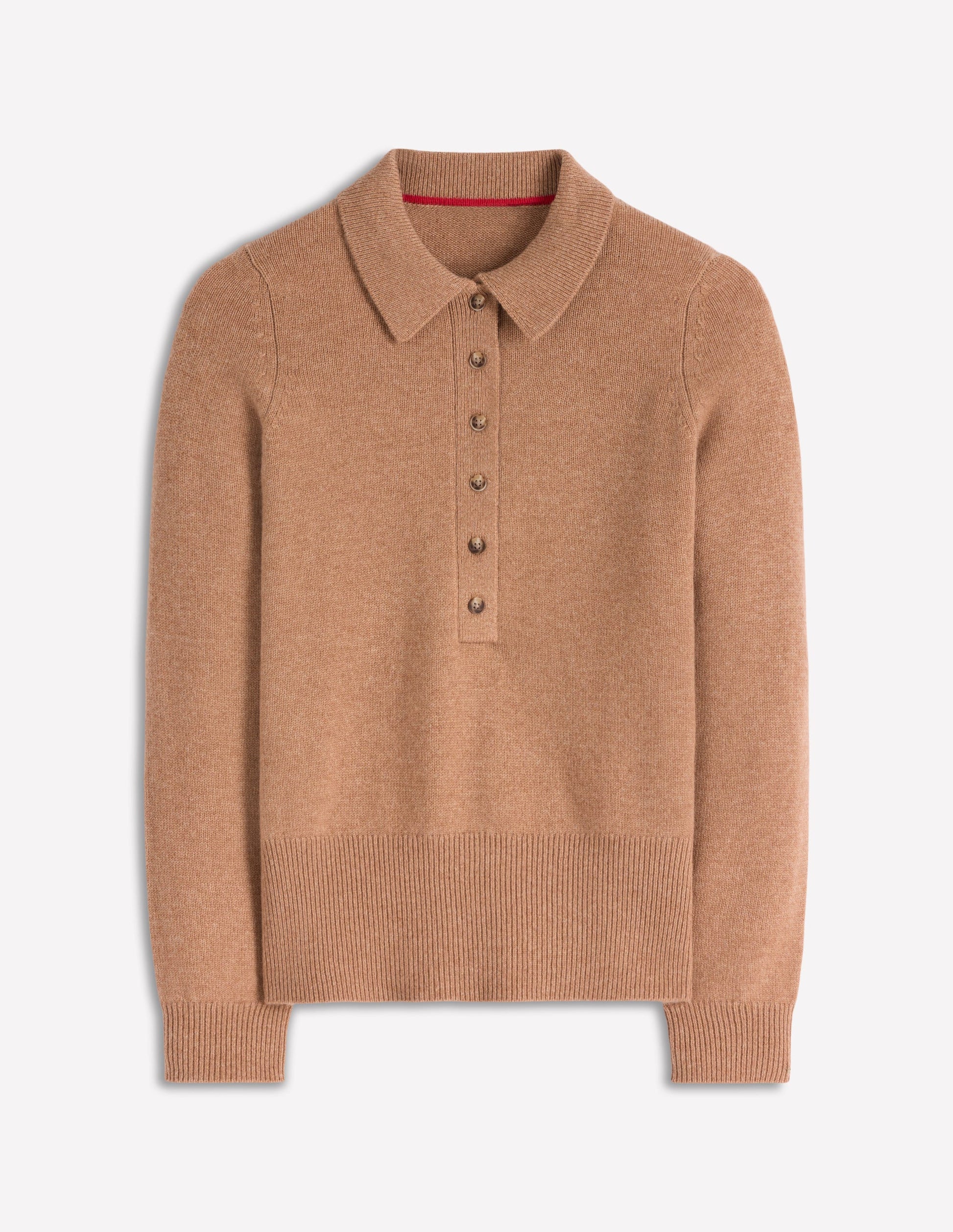 Collared Cashmere Jumper-Camel Melange-5