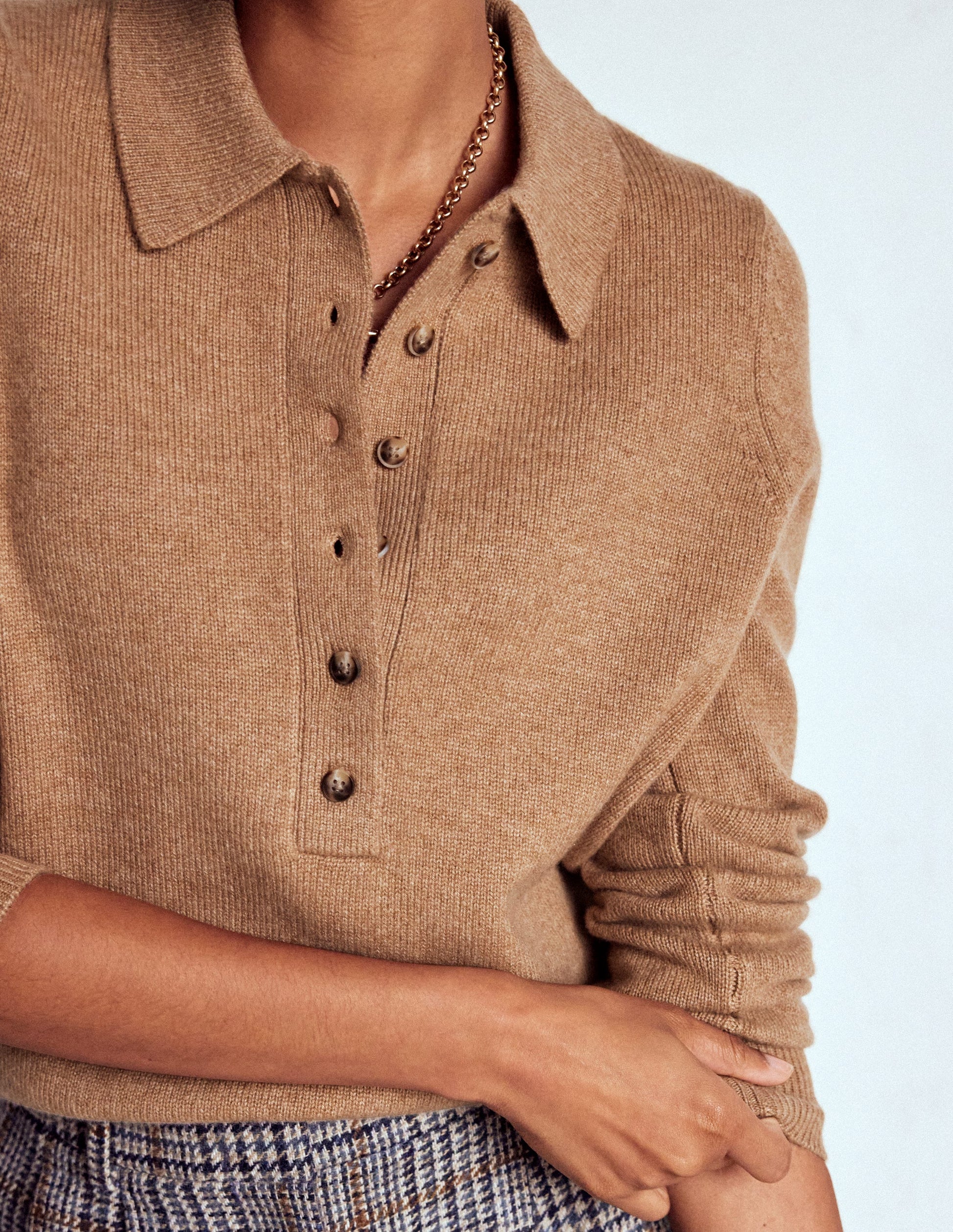 Collared Cashmere Jumper-Camel Melange-2