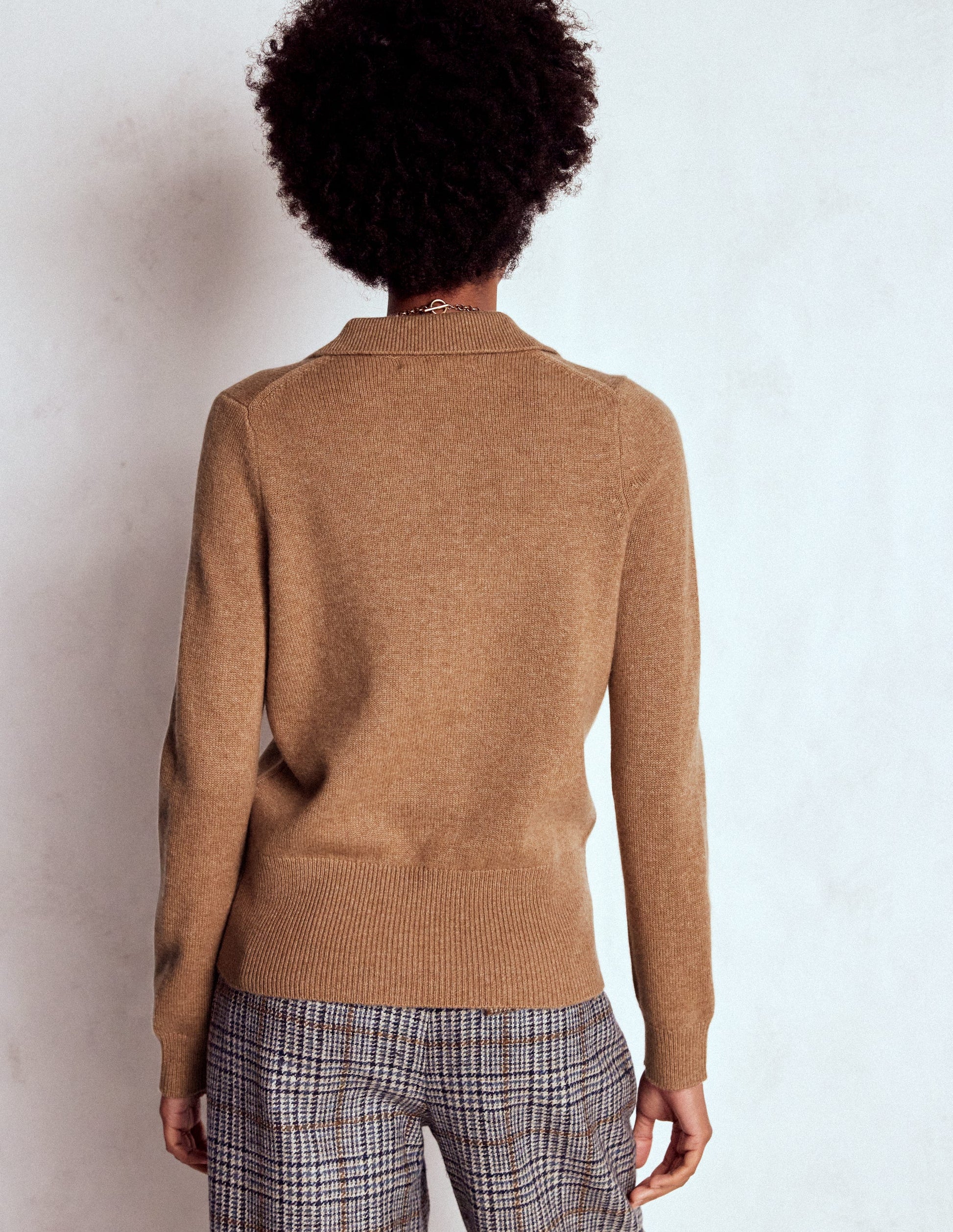 Collared Cashmere Jumper-Camel Melange-3