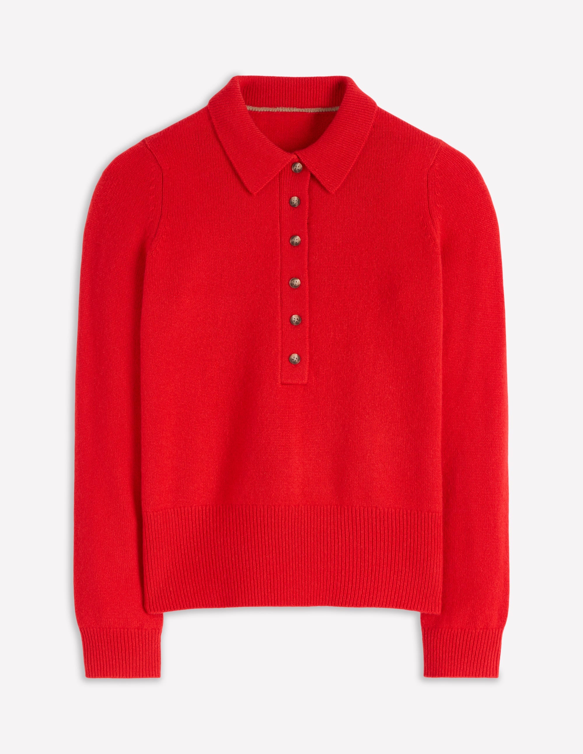 Collared Cashmere Jumper-Poppy Red - Image 5