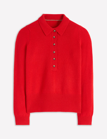Collared Cashmere Jumper-Poppy Red-5