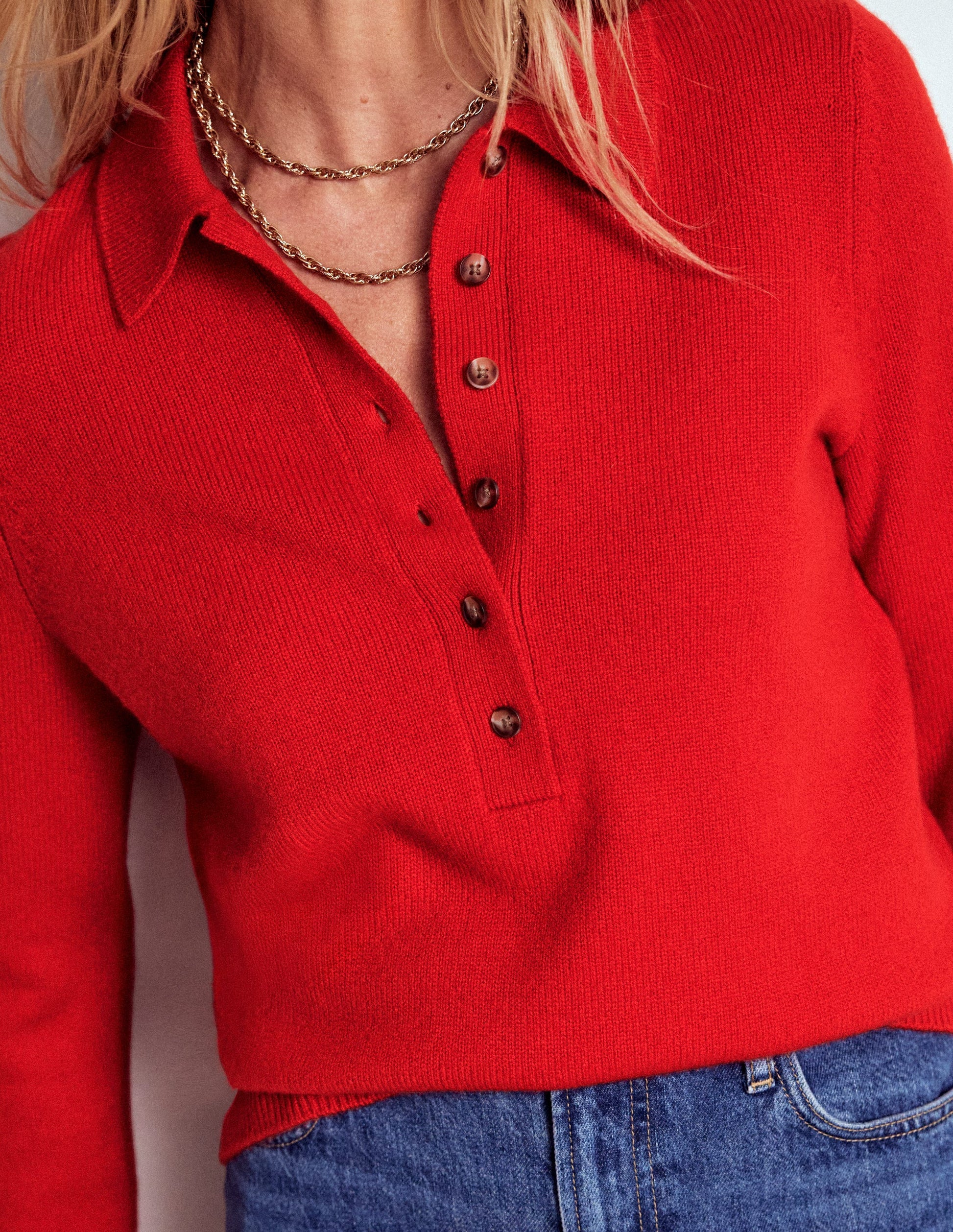 Collared Cashmere Jumper-Poppy Red-2
