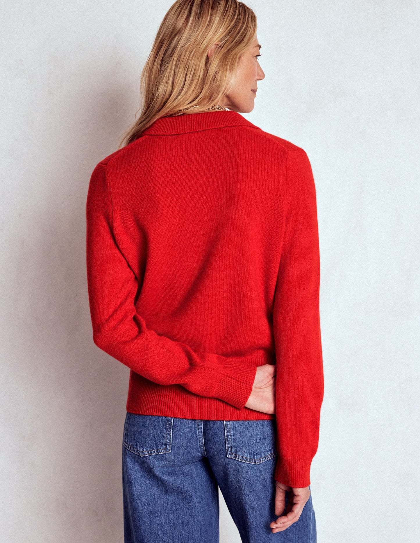 Collared Cashmere Jumper-Poppy Red
