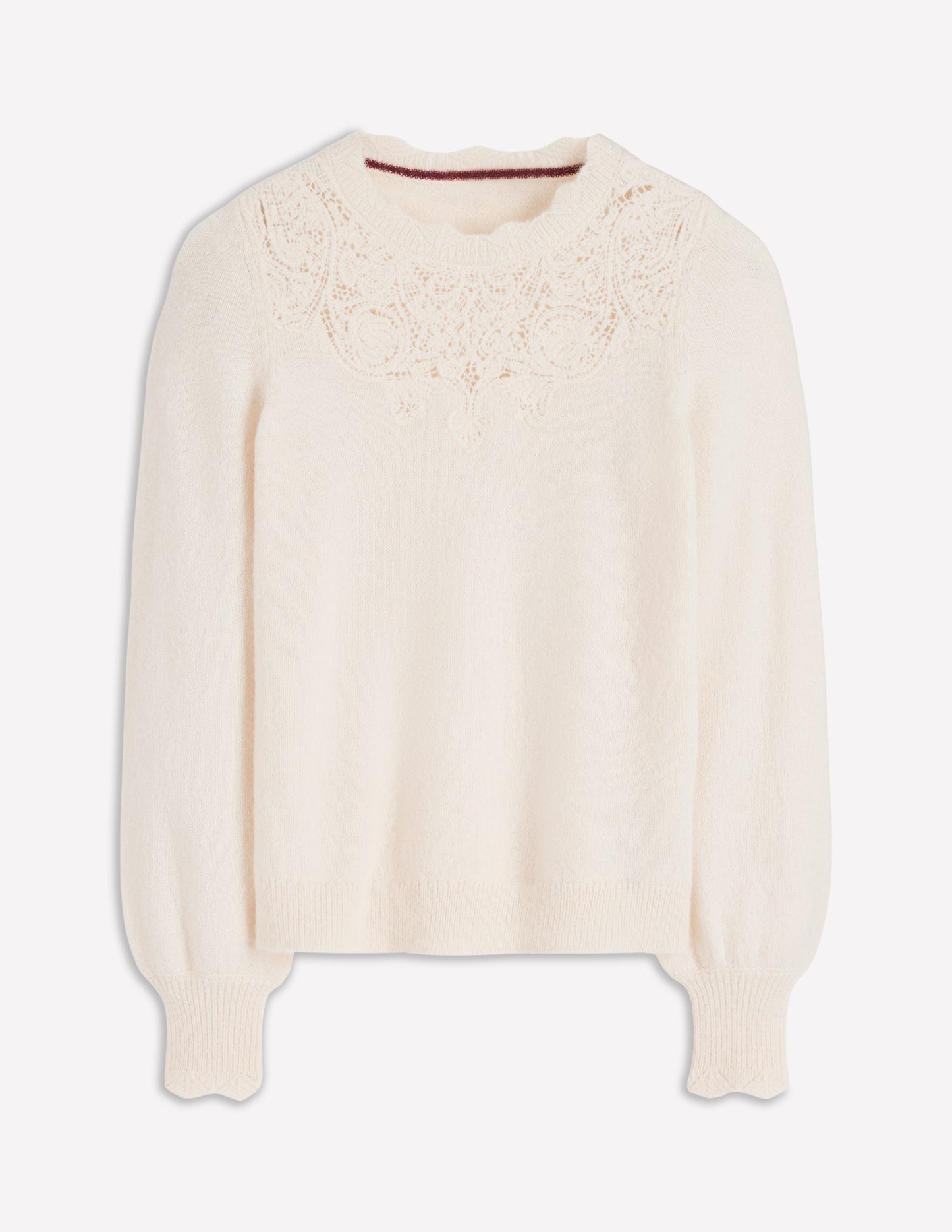 Fluffy Embroidered Jumper-Almond Milk