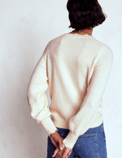 Fluffy Embroidered Jumper-Almond Milk-3
