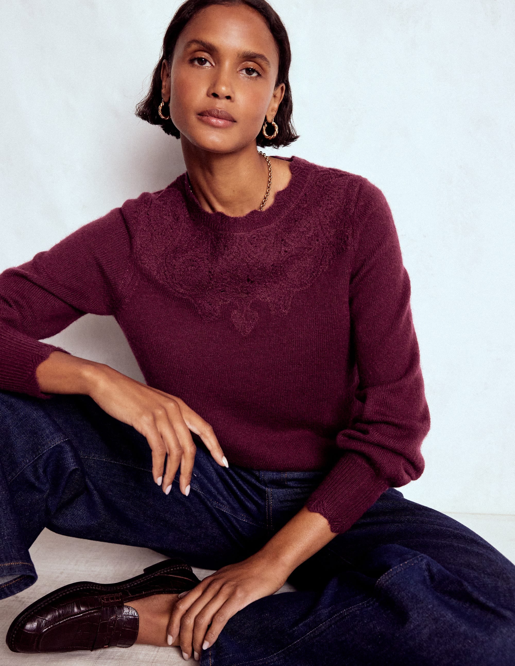 Fluffy Embroidered Jumper-Deep Wisteria - Image 1