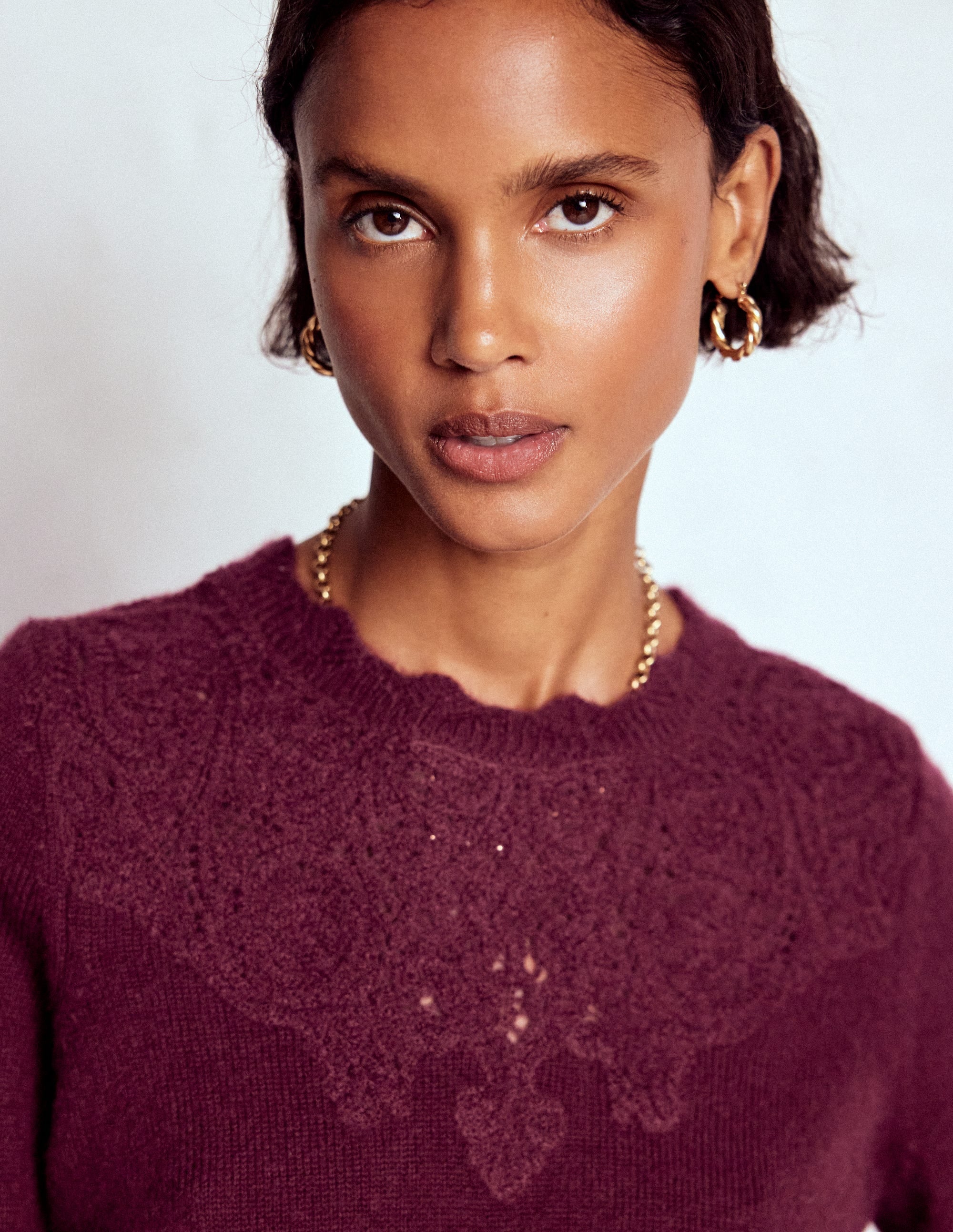 Fluffy Embroidered Jumper-Deep Wisteria - Image 4