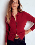 Briony Stitch Cardigan-Crimson Red