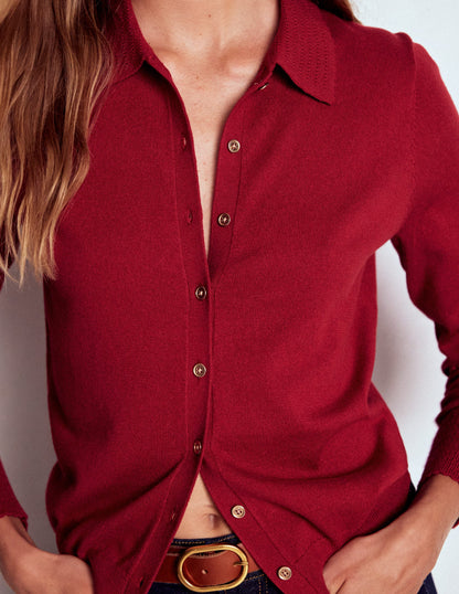 Briony Stitch Cardigan-Crimson Red-2