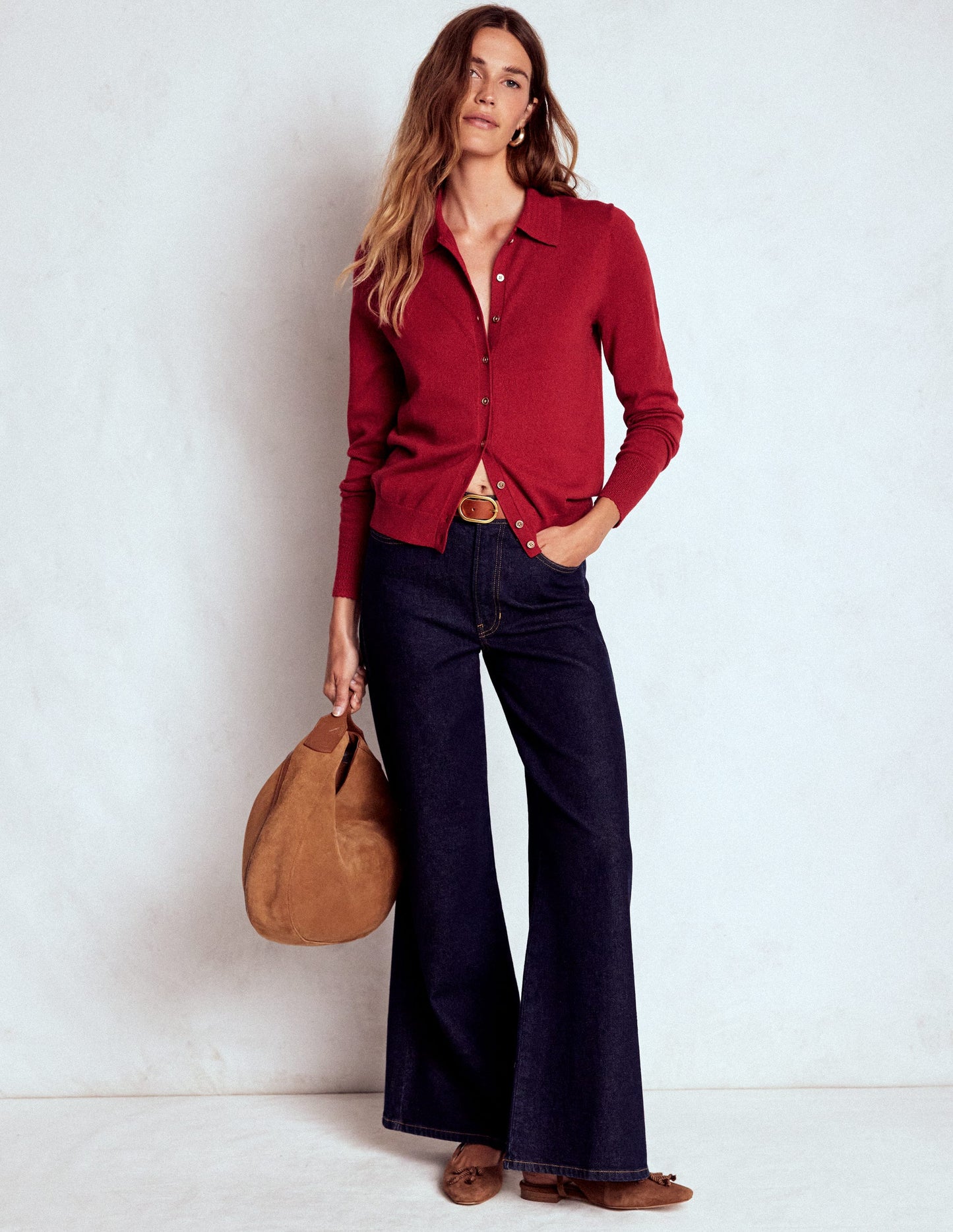 Briony Stitch Cardigan-Crimson Red