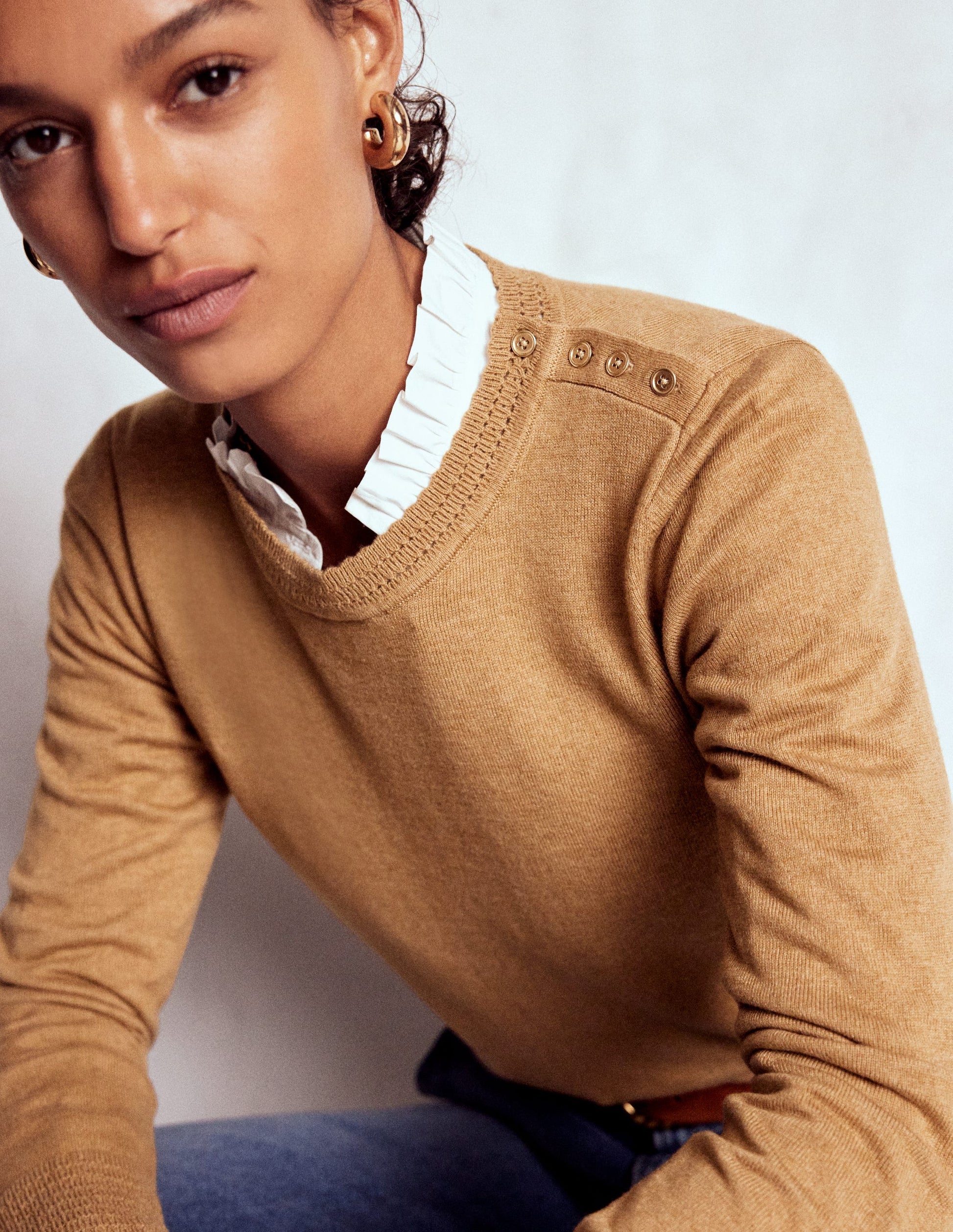 Briony Stitch Jumper-Camel Melange-1