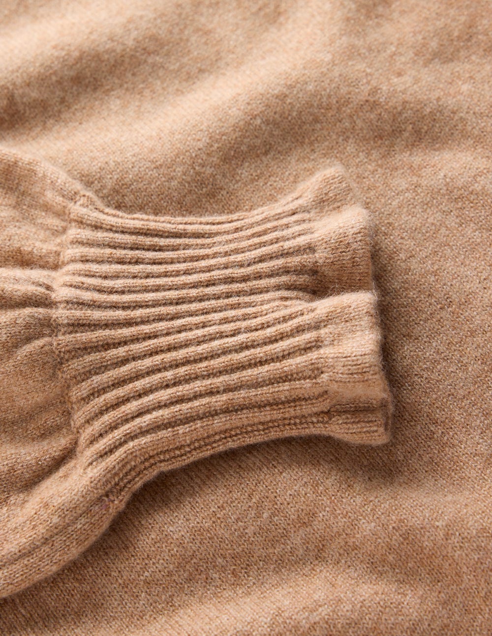 Frill Trim Cashmere Jumper-Camel Melange-6