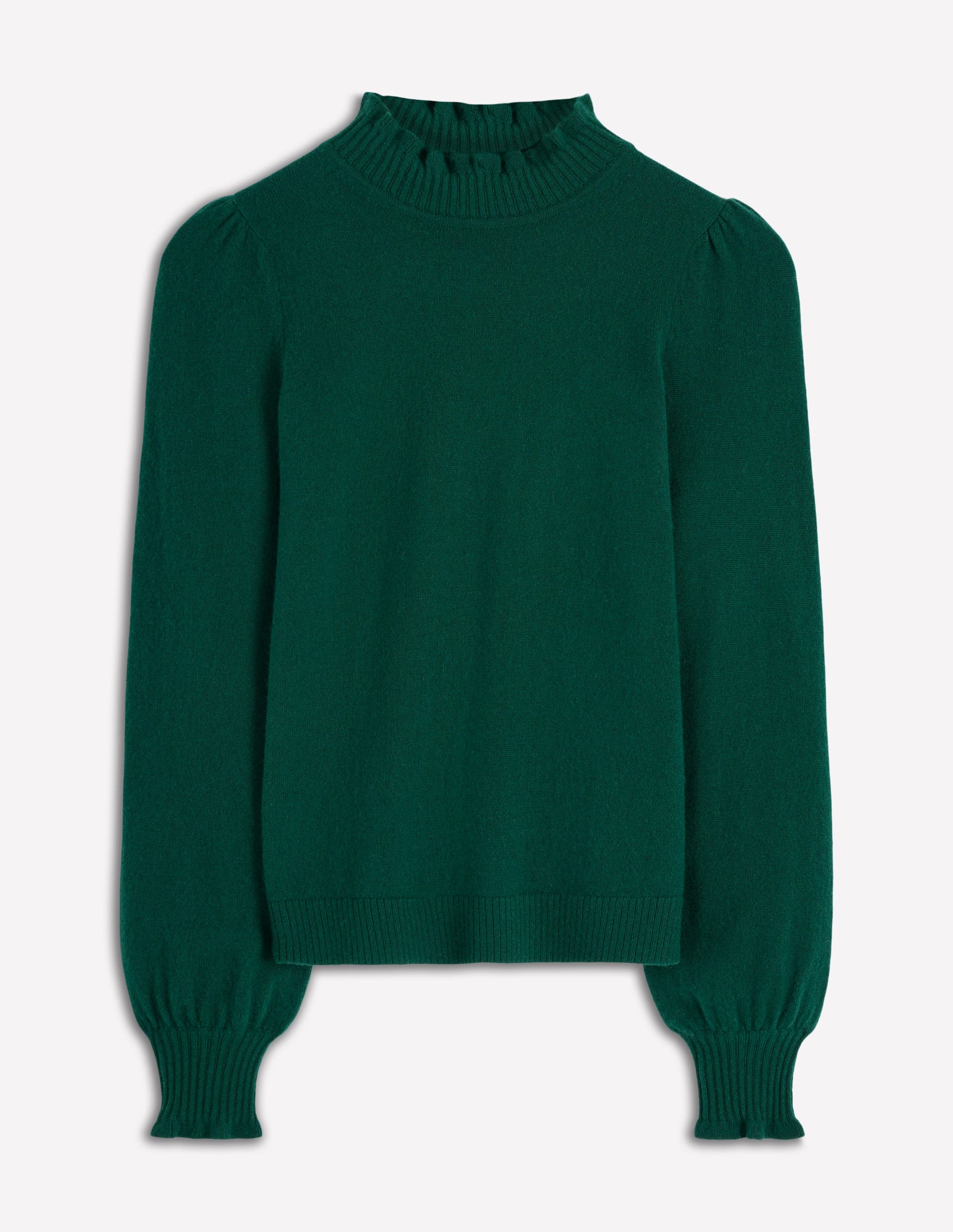 Frill Trim Cashmere Jumper-Mallard Blue-6