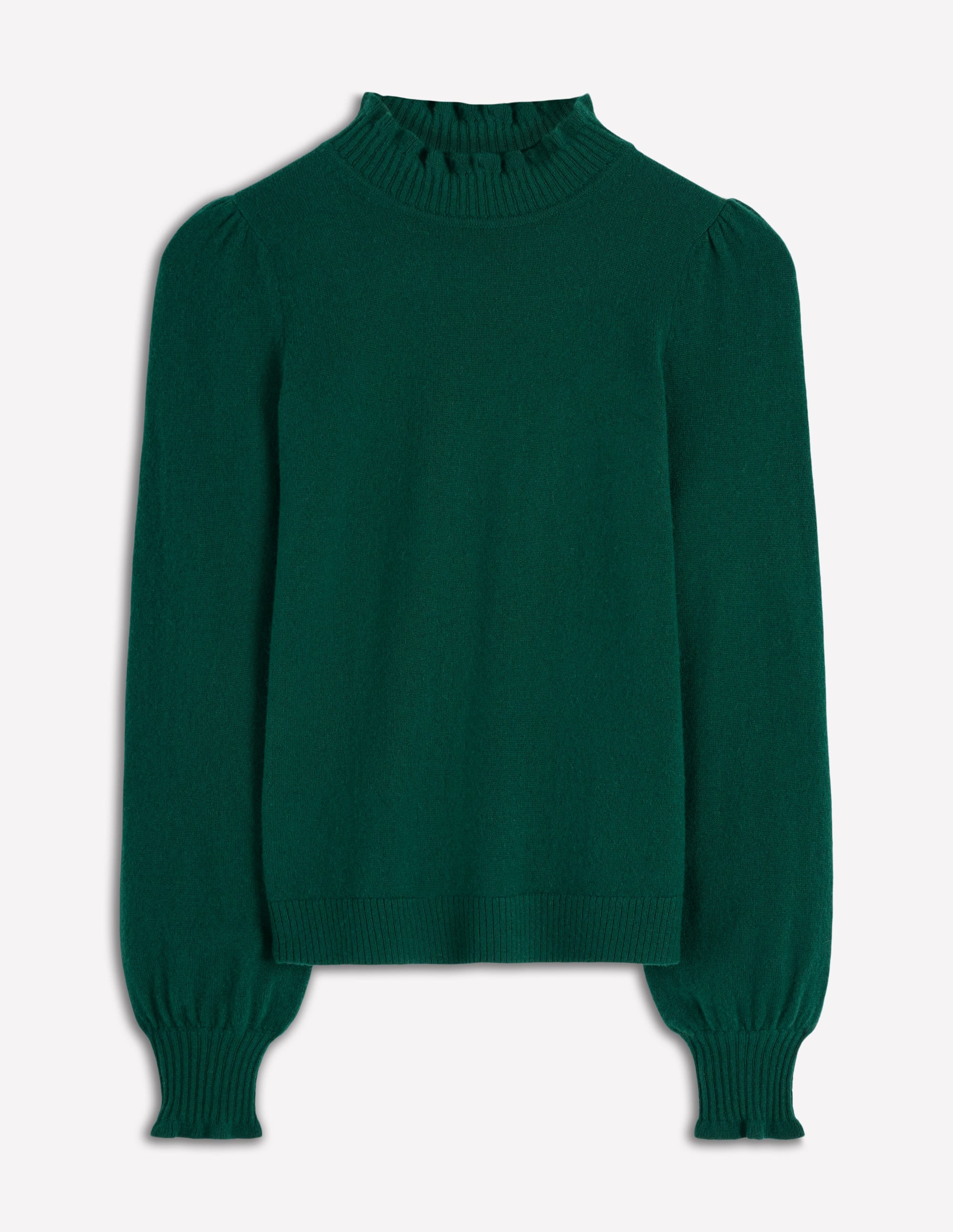 Frill Trim Cashmere Jumper-Mallard Blue - Image 6