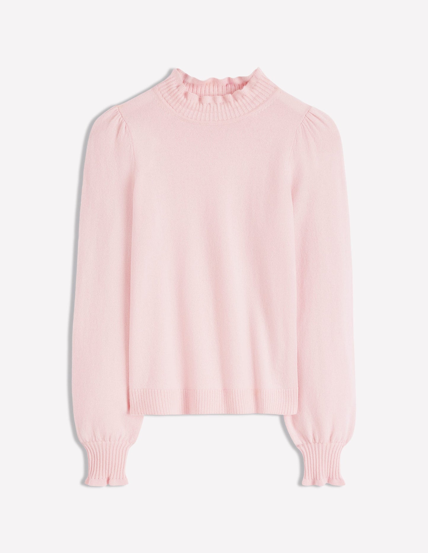 Frill Trim Cashmere Jumper-Chalk Pink