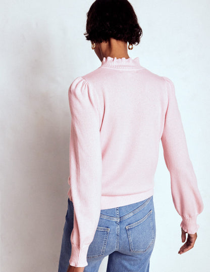 Frill Trim Cashmere Jumper-Chalk Pink-3