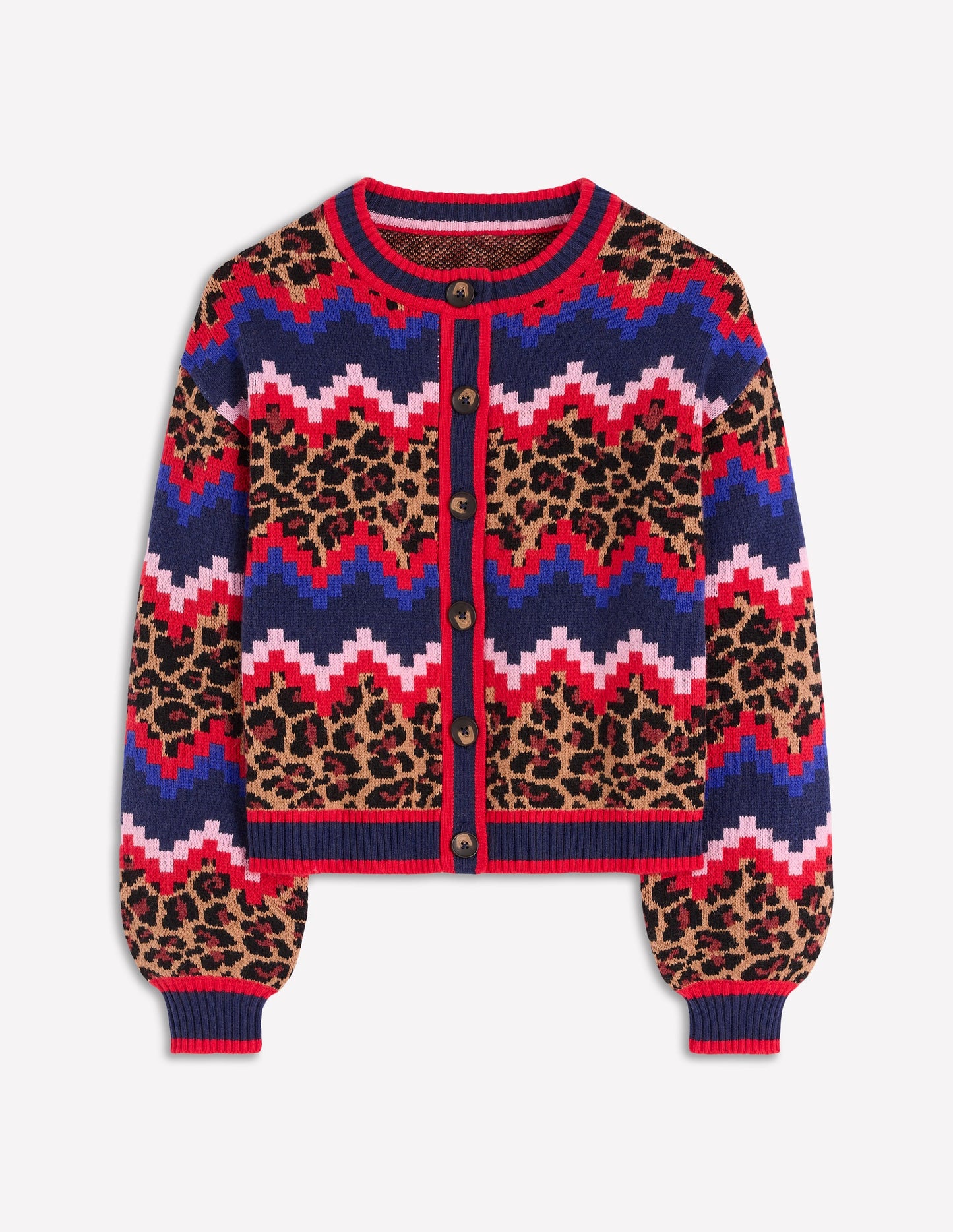 Abi Jacquard Cardigan-Multi Fair Isle, Leopard
