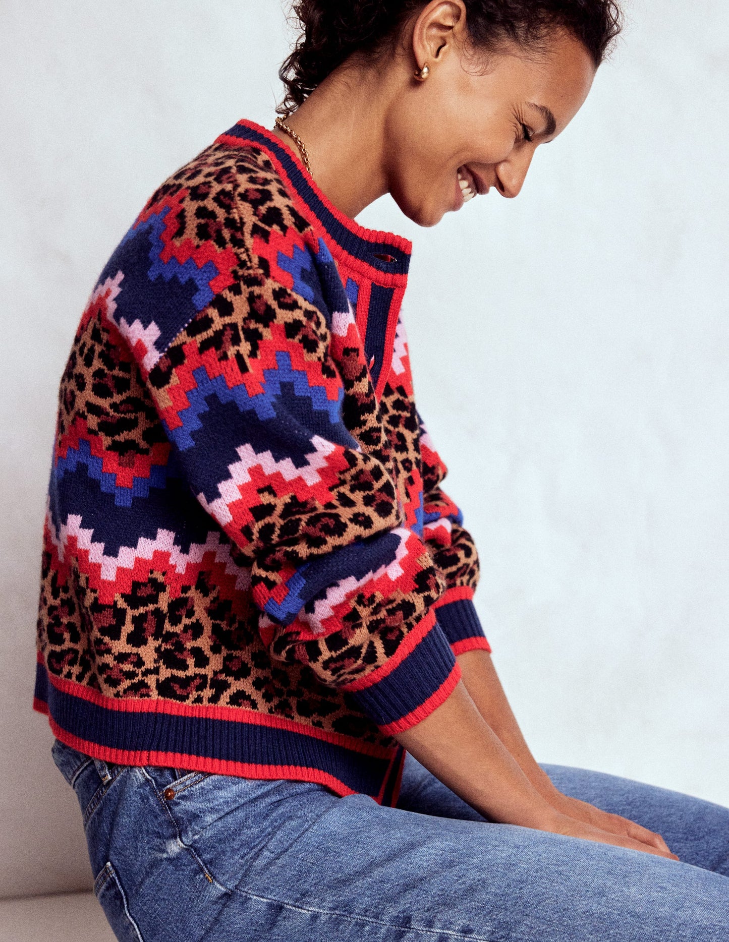 Abi Jacquard Cardigan-Multi Fair Isle, Leopard