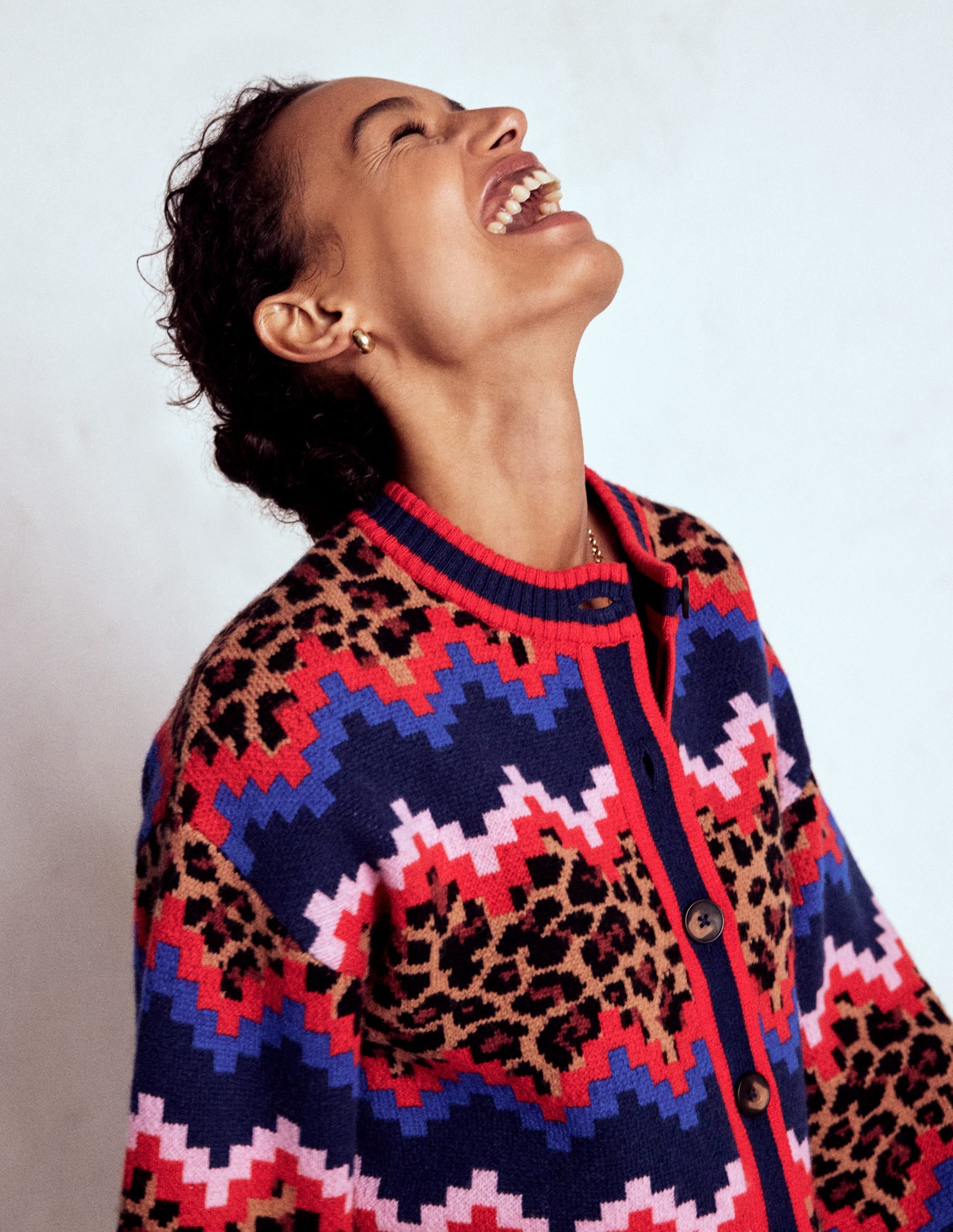 Abi Jacquard Cardigan-Multi Fair Isle, Leopard - Image 5