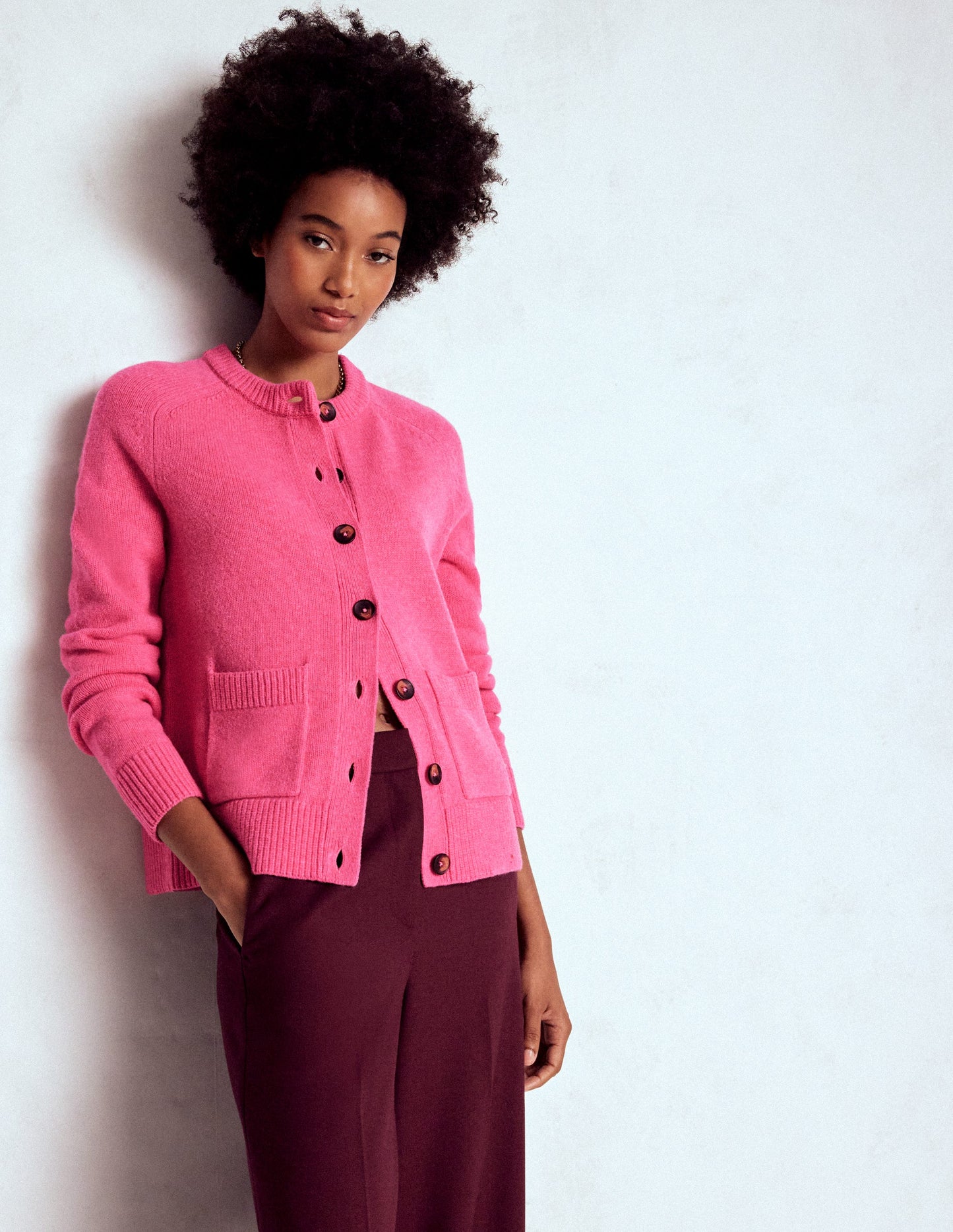 Marion Merino Cardigan-Rose Pink