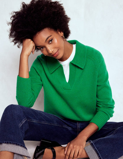 Marion Merino Henley Jumper-Rich Emerald-1