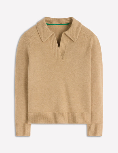 Marion Merino Henley Jumper-Camel Melange-5