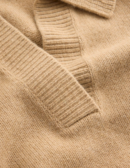 Marion Merino Henley Jumper-Camel Melange-6