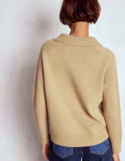 Marion Merino Henley Jumper-Camel Melange-3