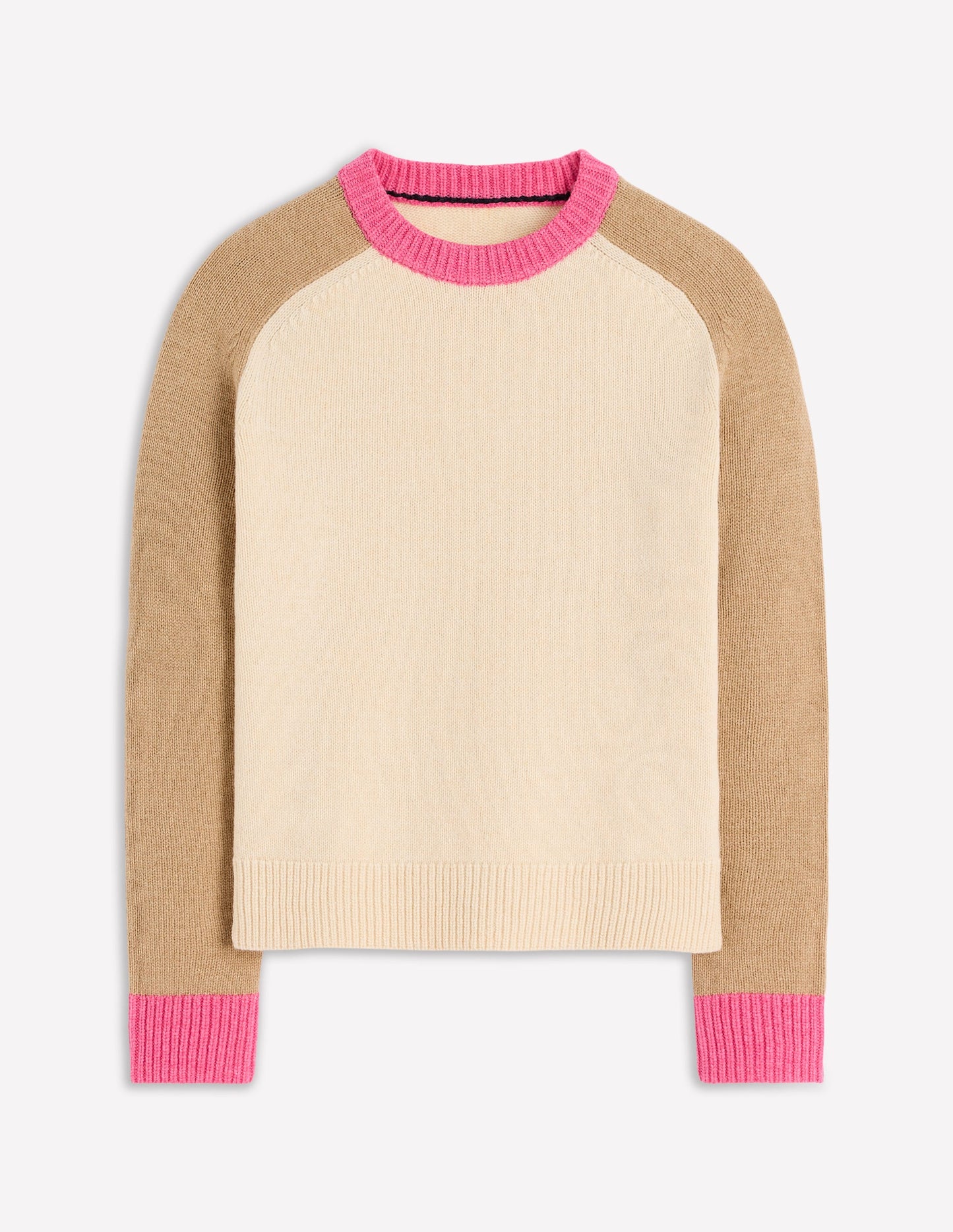 Marion Merino Jumper-Warm Ivory, Colourblock