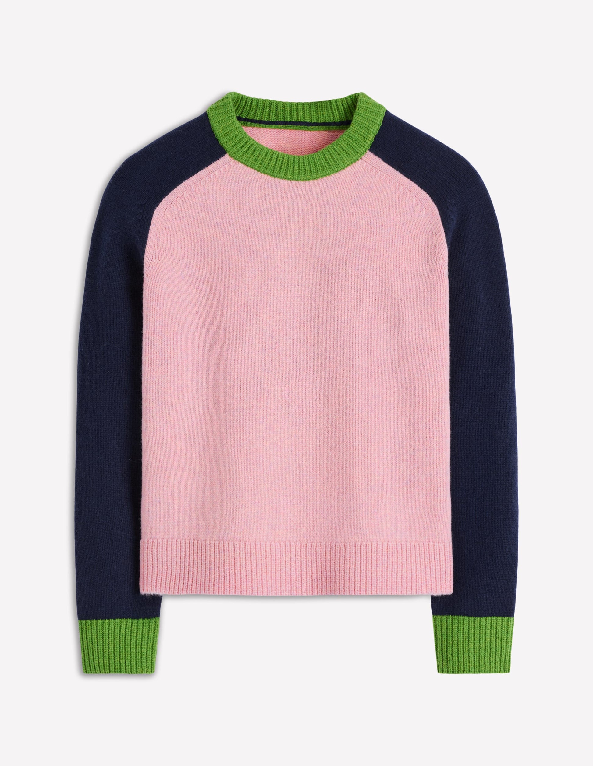 Marion Merino Jumper-French Pink, Navy Colour Block-6