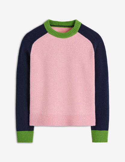 Marion Merino Jumper-French Pink, Navy Colour Block-6