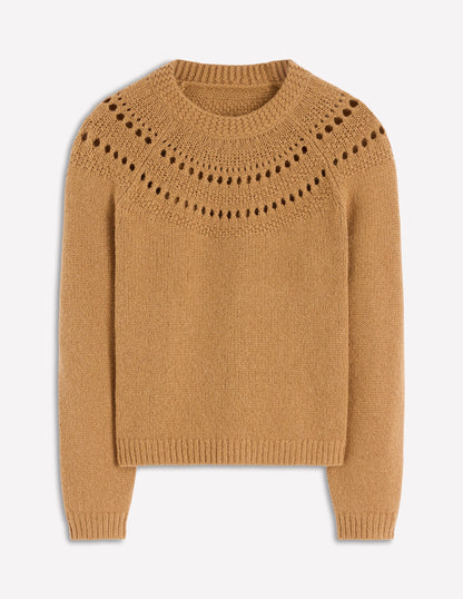 Fluffy Chunky Jumper-Camel Melange-6