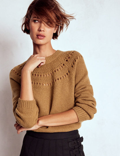 Fluffy Chunky Jumper-Camel Melange-1