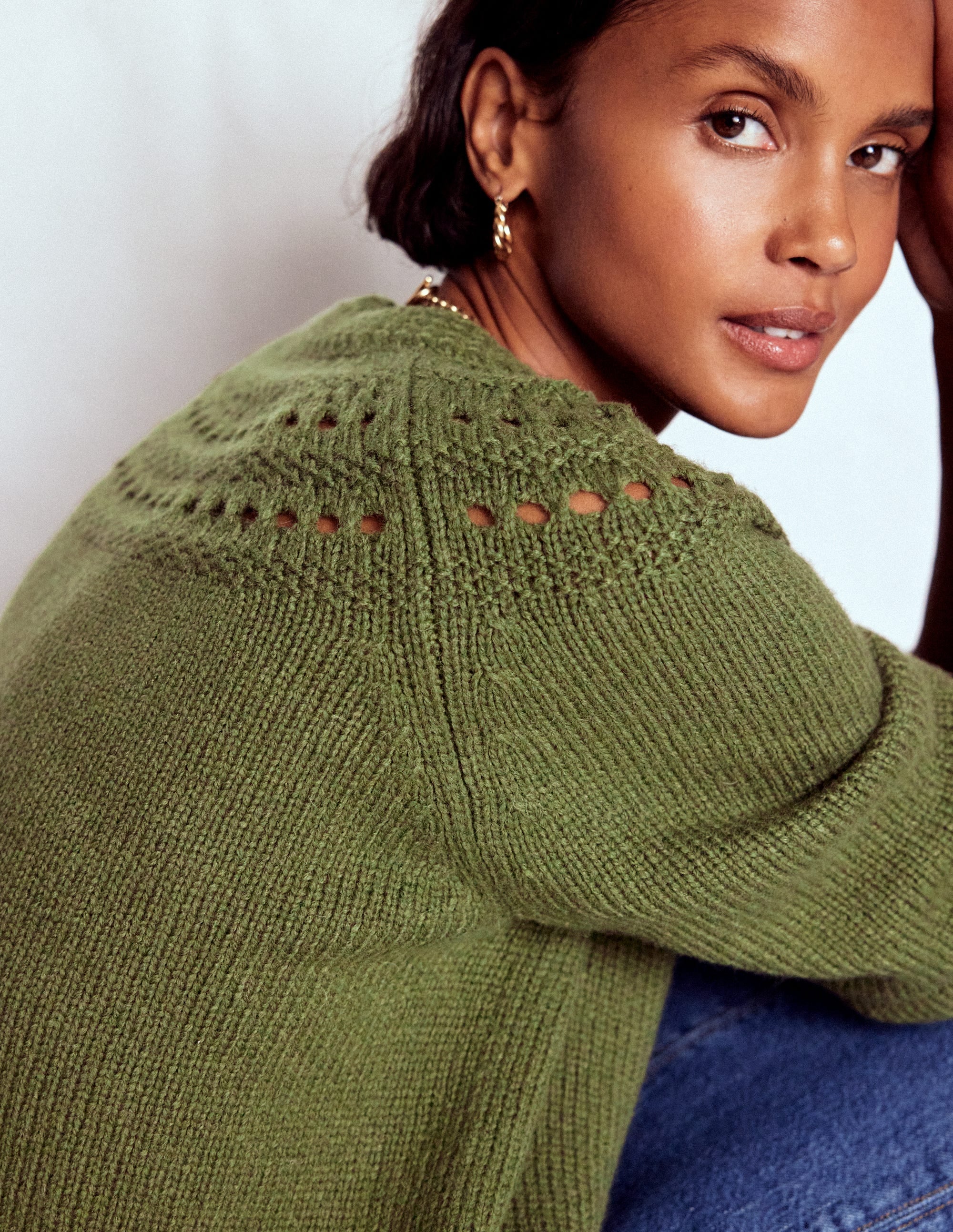 Fluffy Chunky Jumper-Woodland Green - Image 1