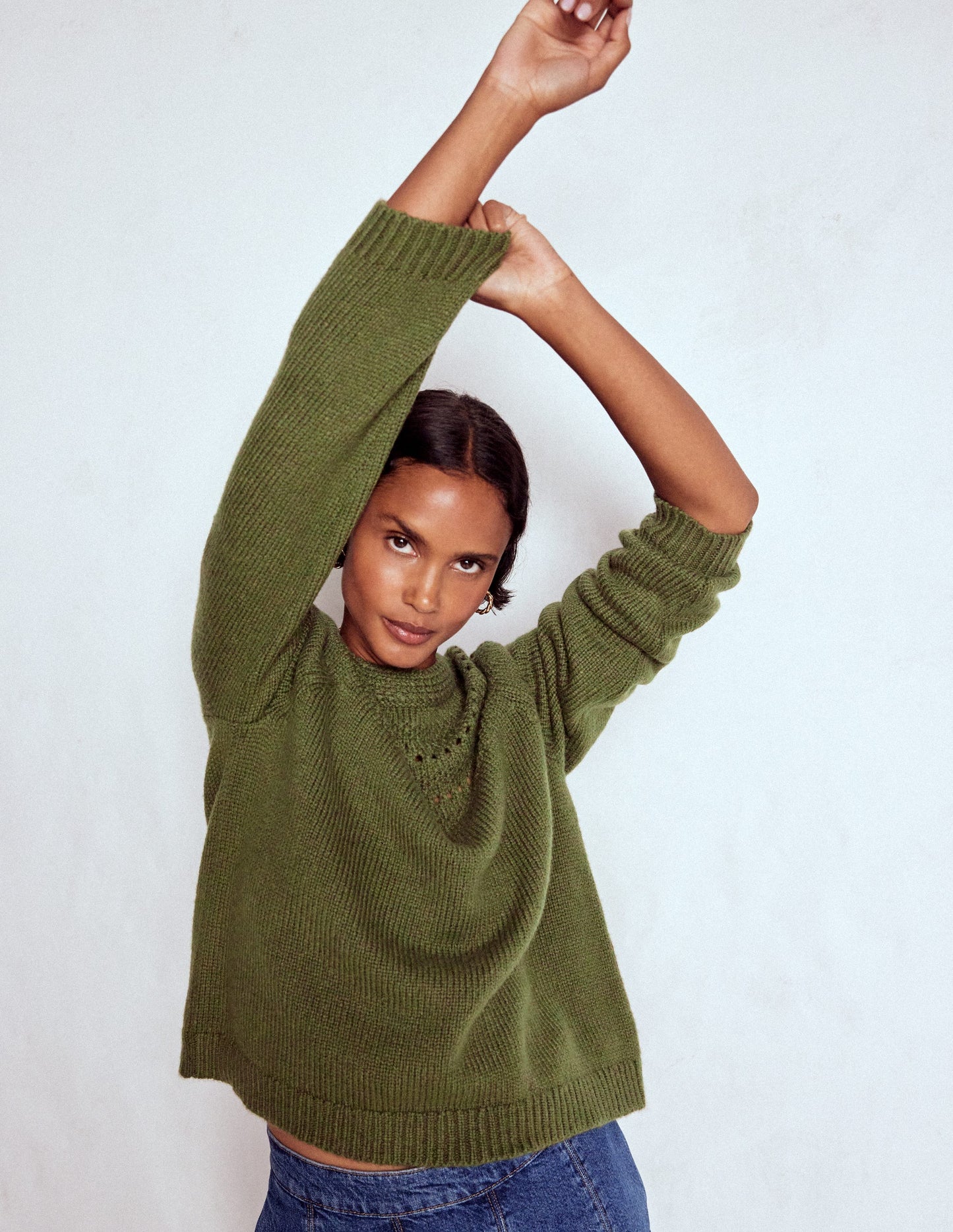 Fluffy Chunky Jumper-Woodland Green