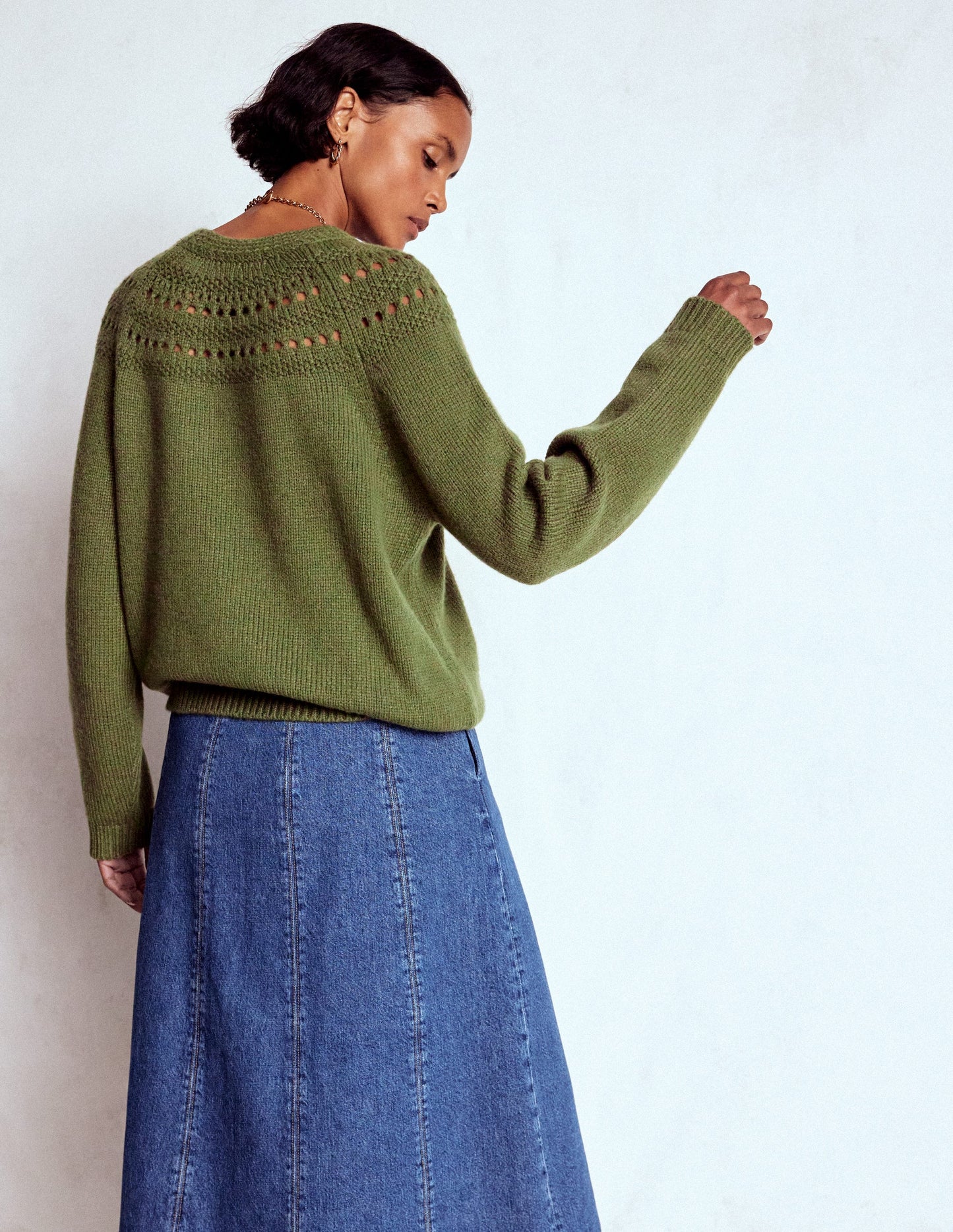 Fluffy Chunky Jumper-Woodland Green