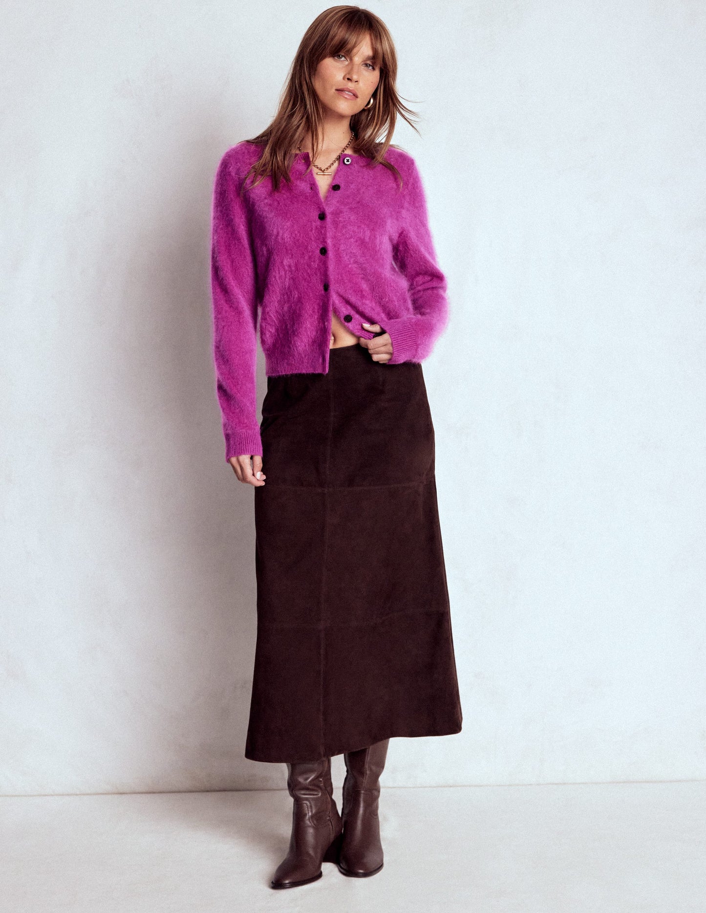 Eva Brushed Cashmere Cardigan-Regal Purple