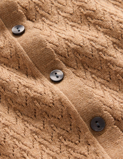 Diane Pointelle Cardigan-Camel Melange-6