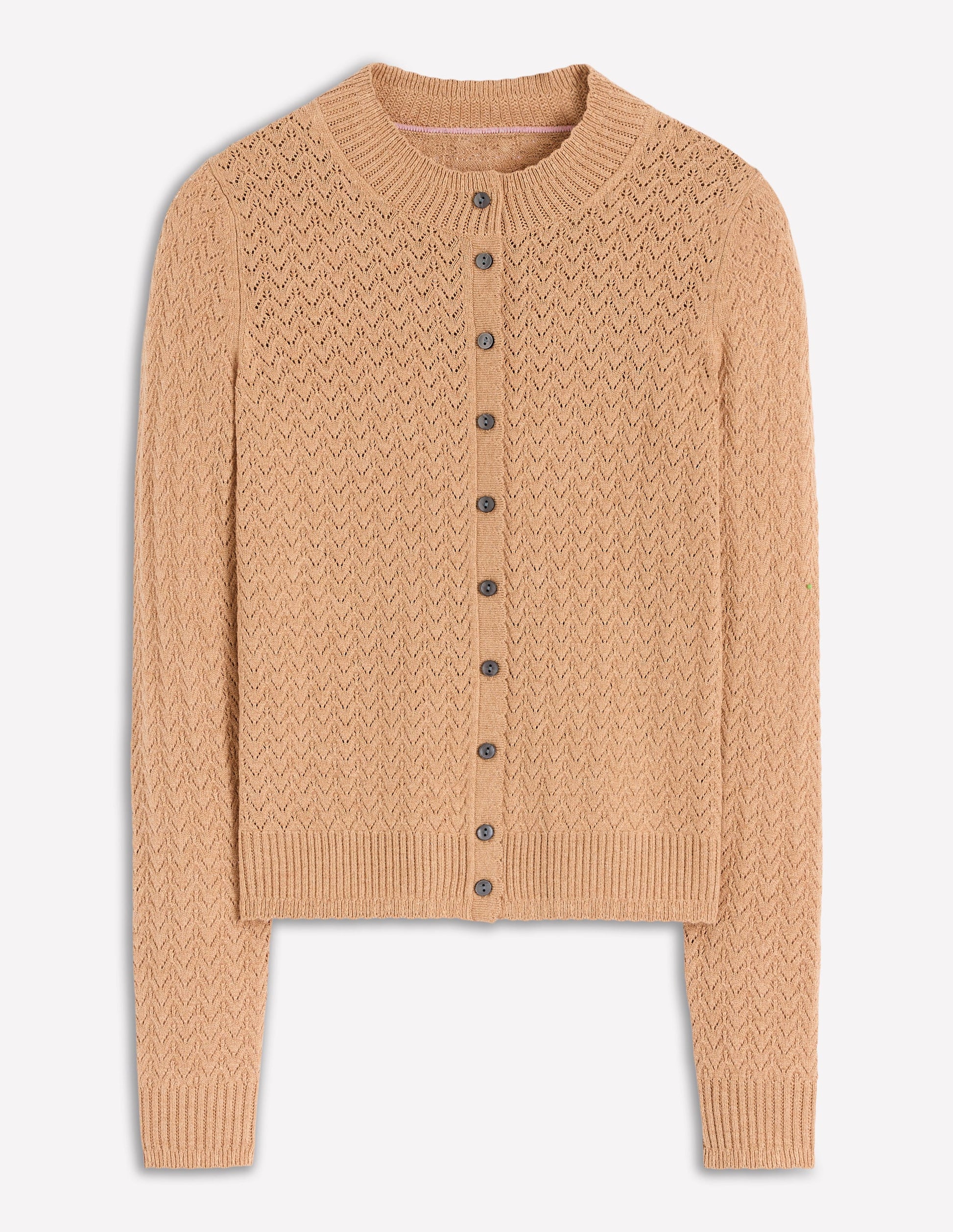 Diane Pointelle Cardigan-Camel Melange-5
