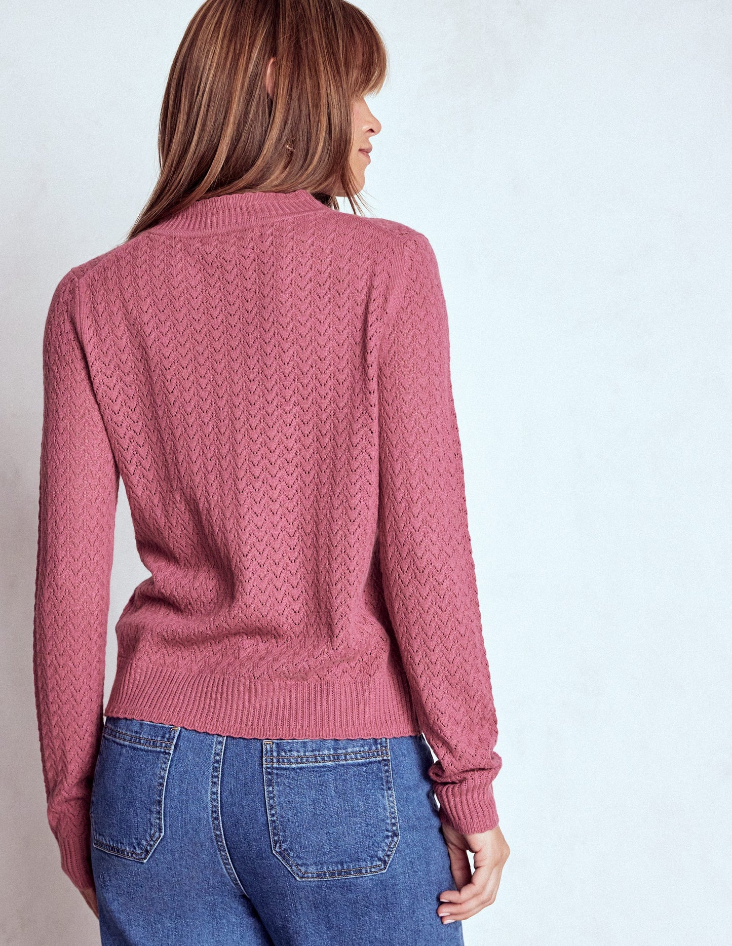 Diane Pointelle Cardigan-Pink Heather