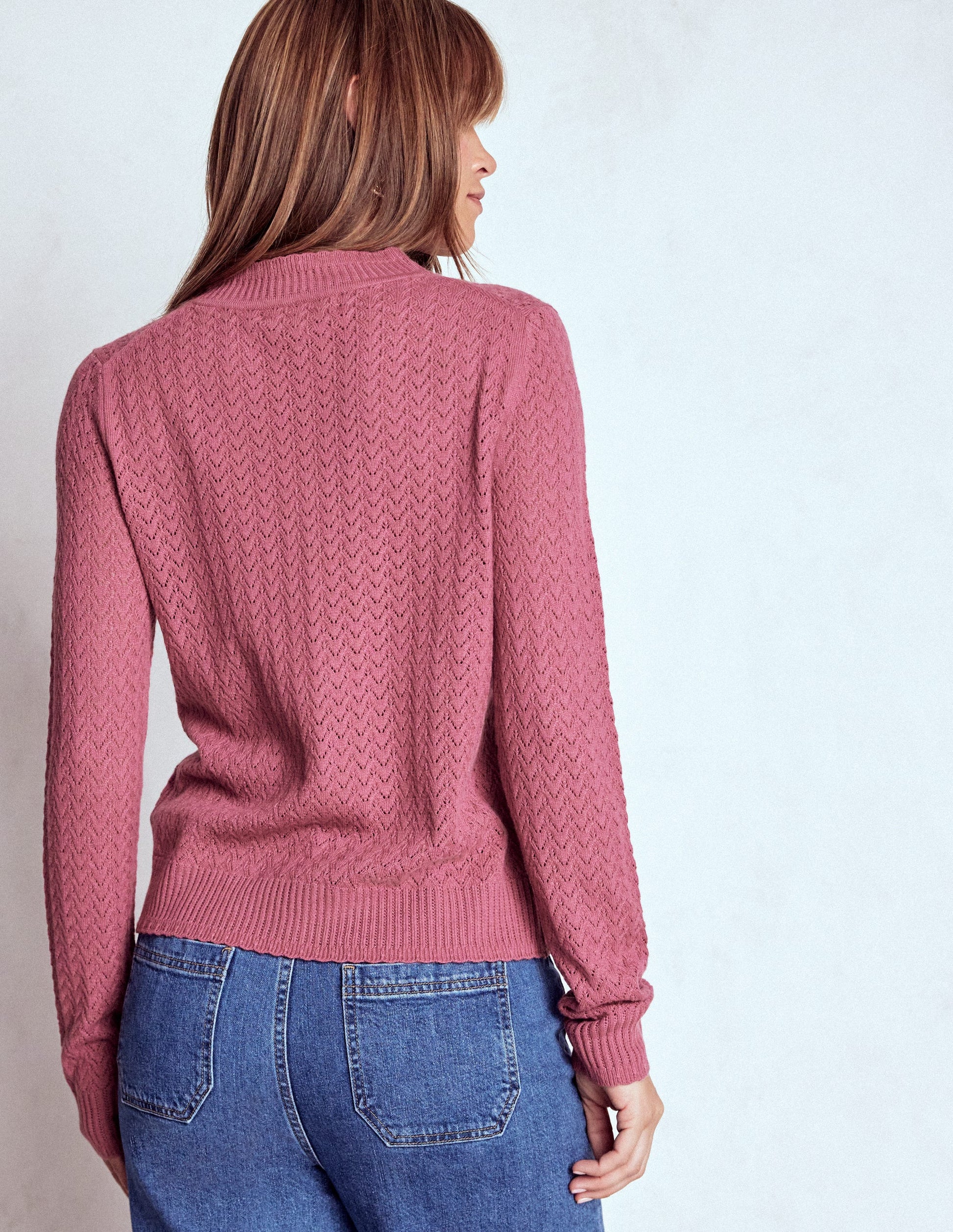 Diane Pointelle Cardigan-Pink Heather-3