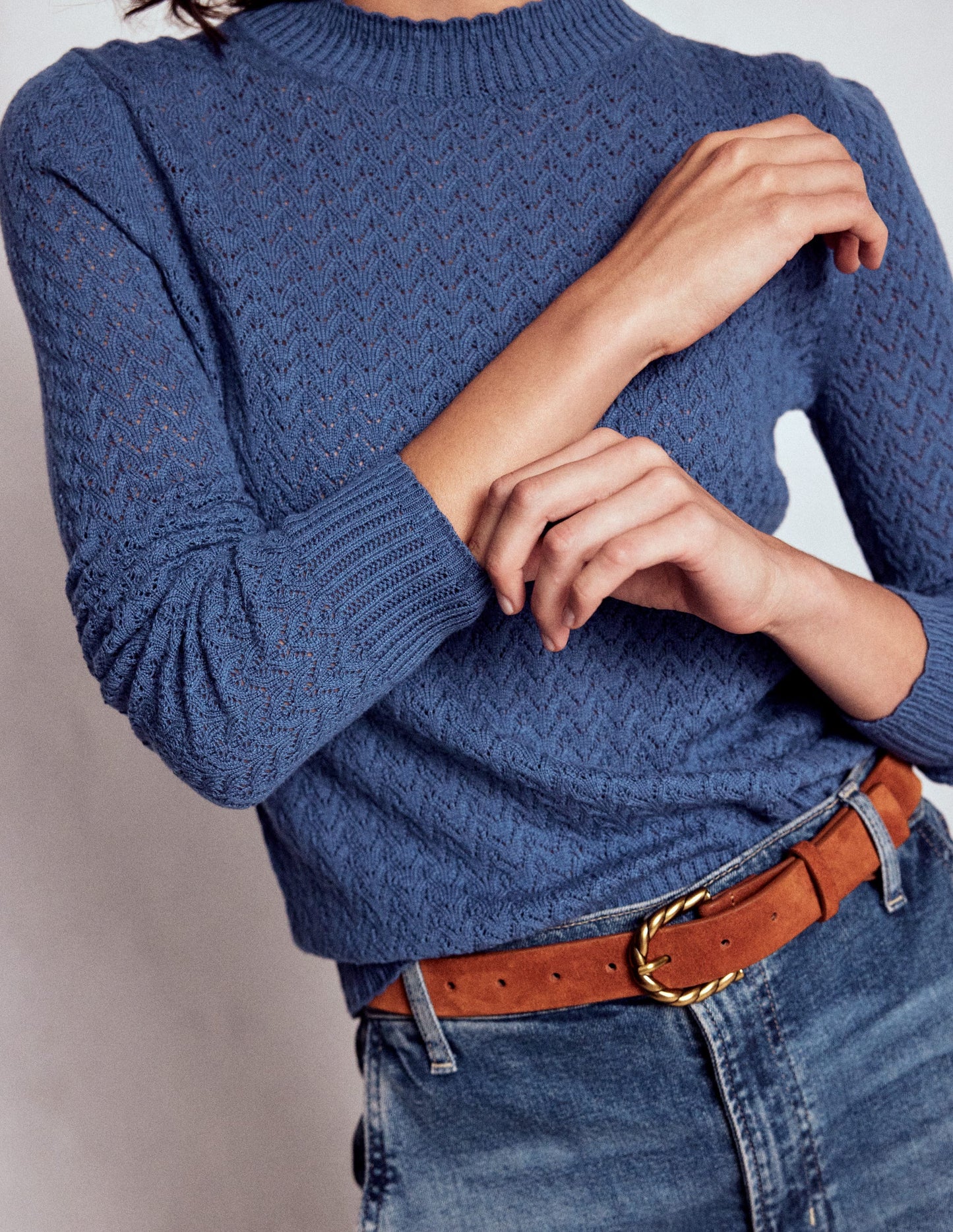 Diane Pointelle Jumper-Denim Blue