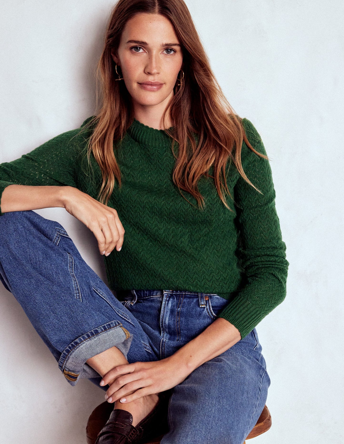 Diane Pointelle Jumper-Hunter Green