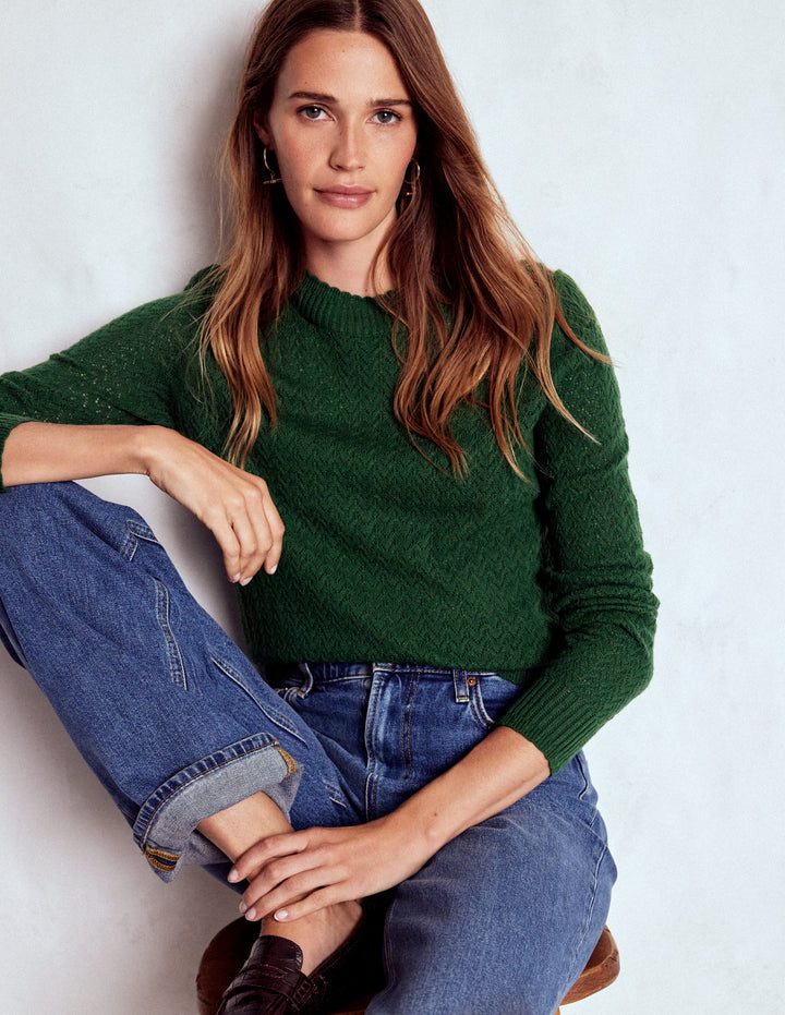 Diane Pointelle Jumper-Hunter Green