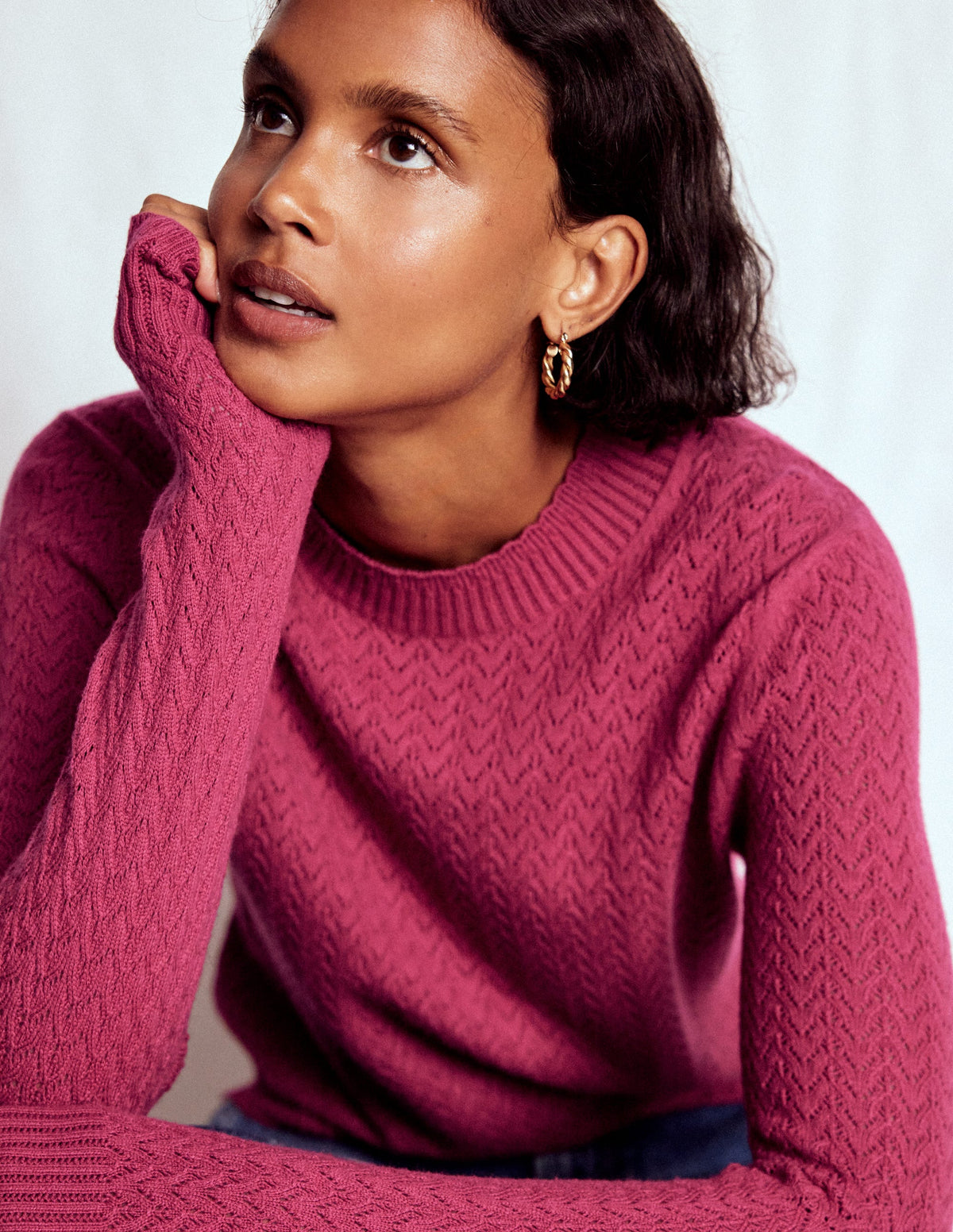 Diane Pointelle Jumper-Bright Cherry - Image 1