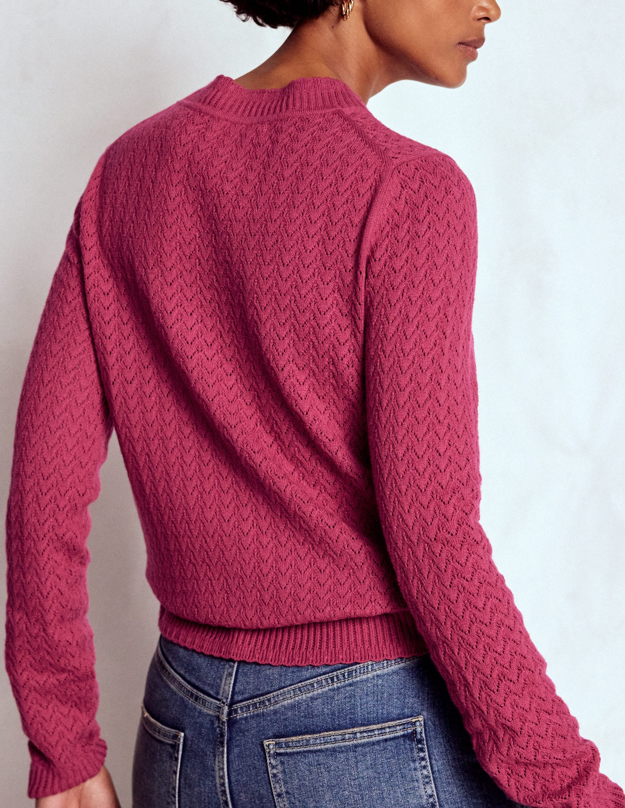 Diane Pointelle Jumper-Bright Cherry - Image 3