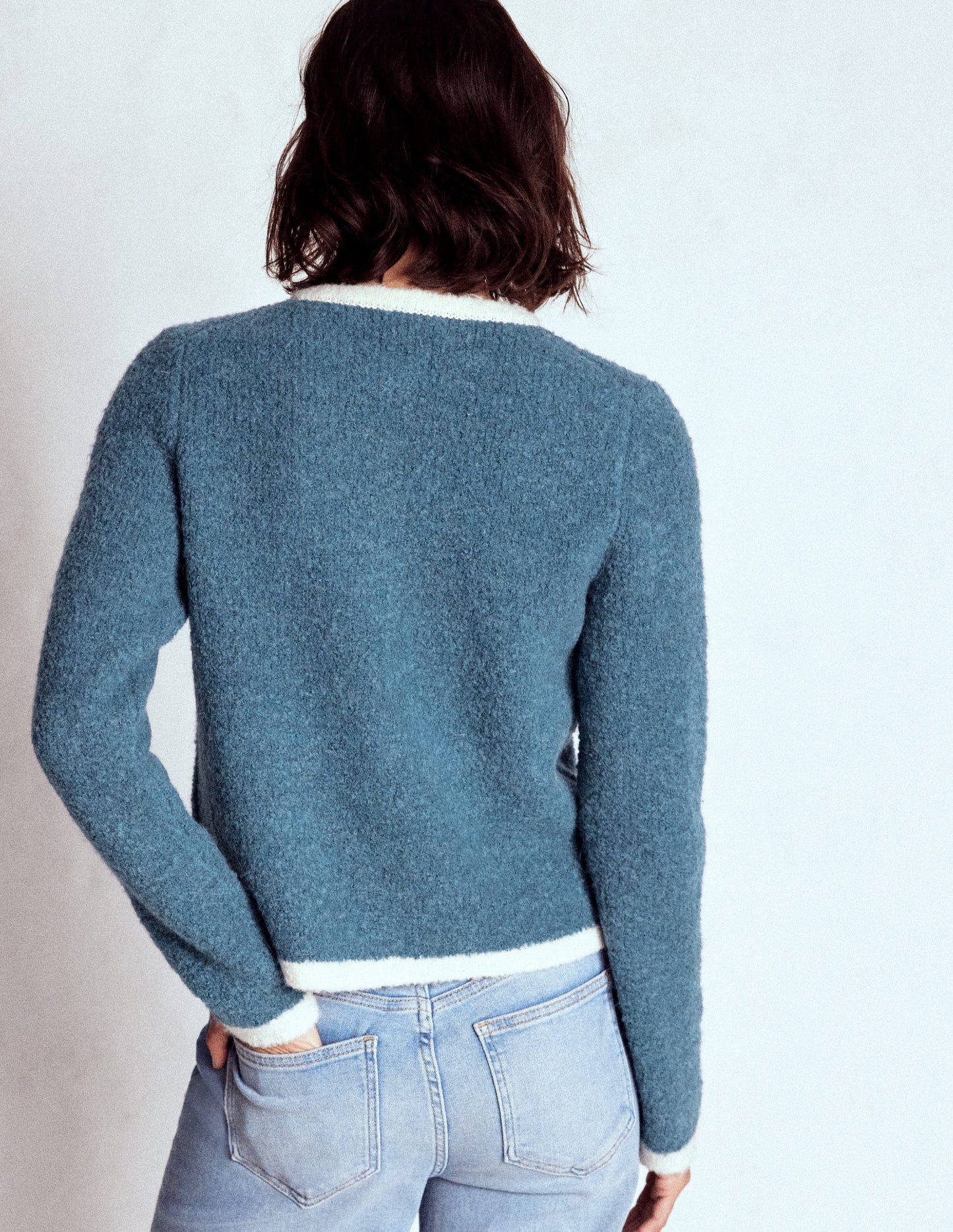 Holly Boucle Knitted Jacket-Denim Blue Boucle