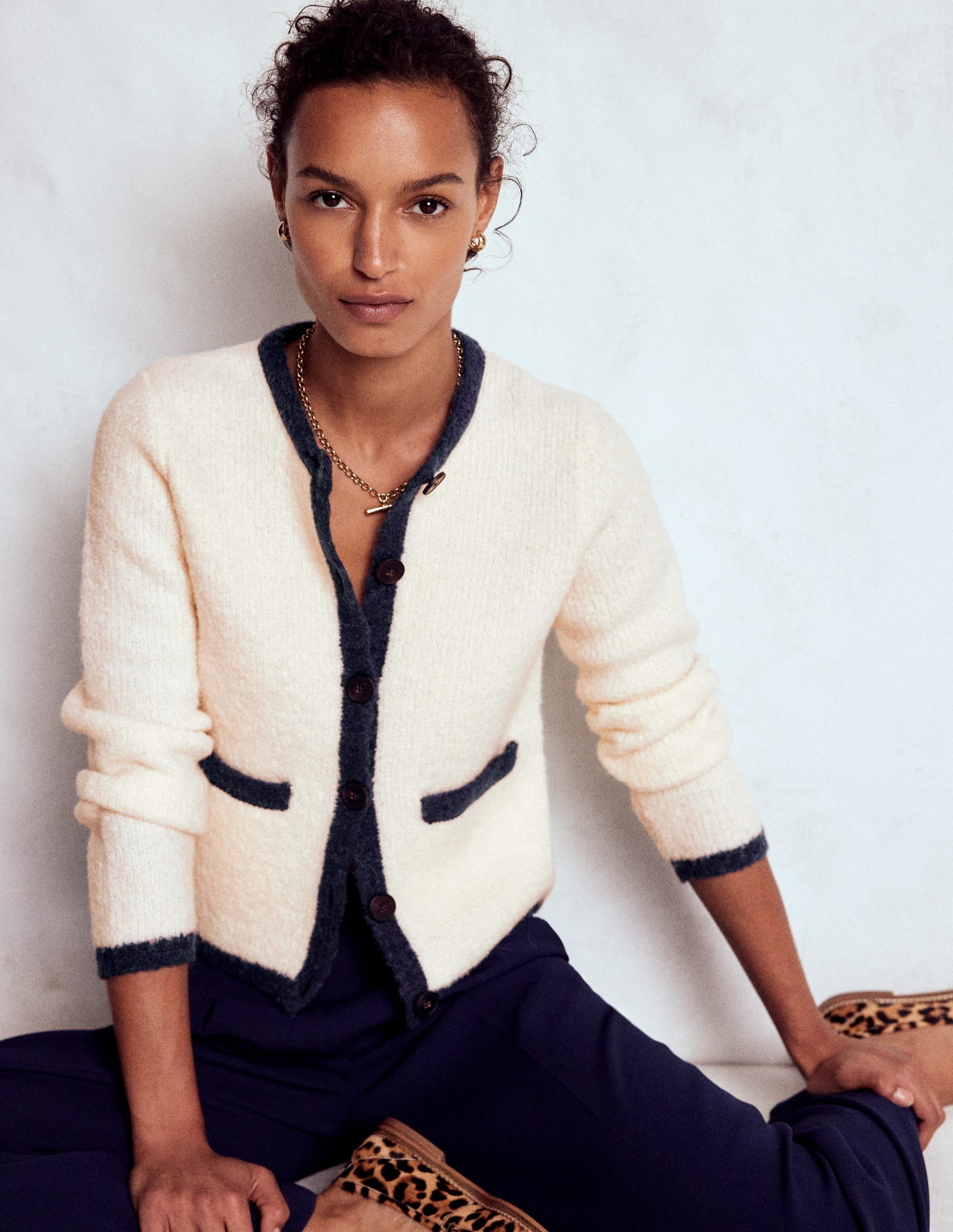 Holly Boucle Knitted Jacket-Warm Ivory, Boucle | Boden UK