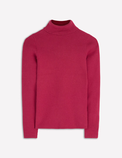 Emilia Cotton Roll Neck Jumper-Bright Cherry-4
