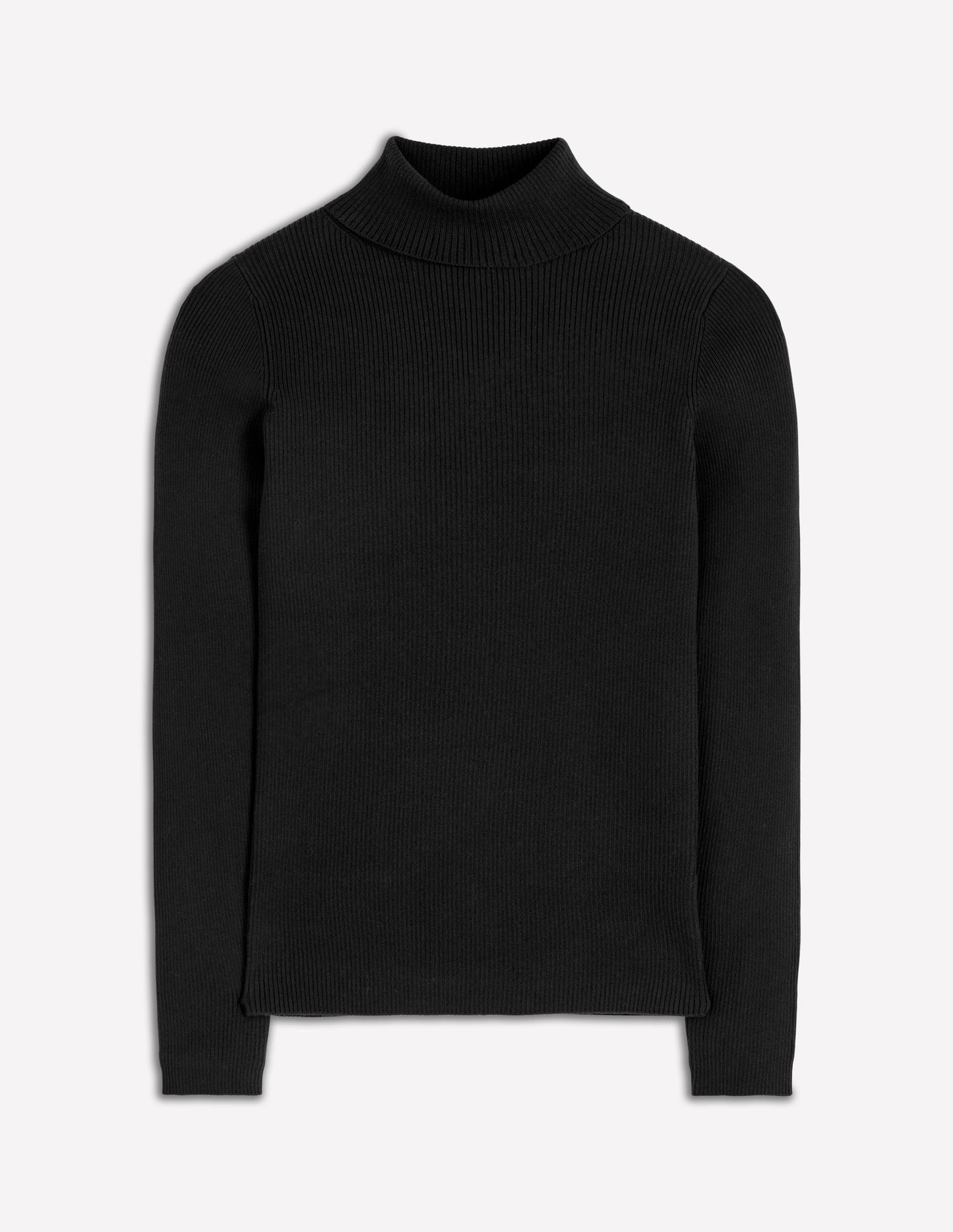 Emilia Cotton Roll Neck Jumper-Black